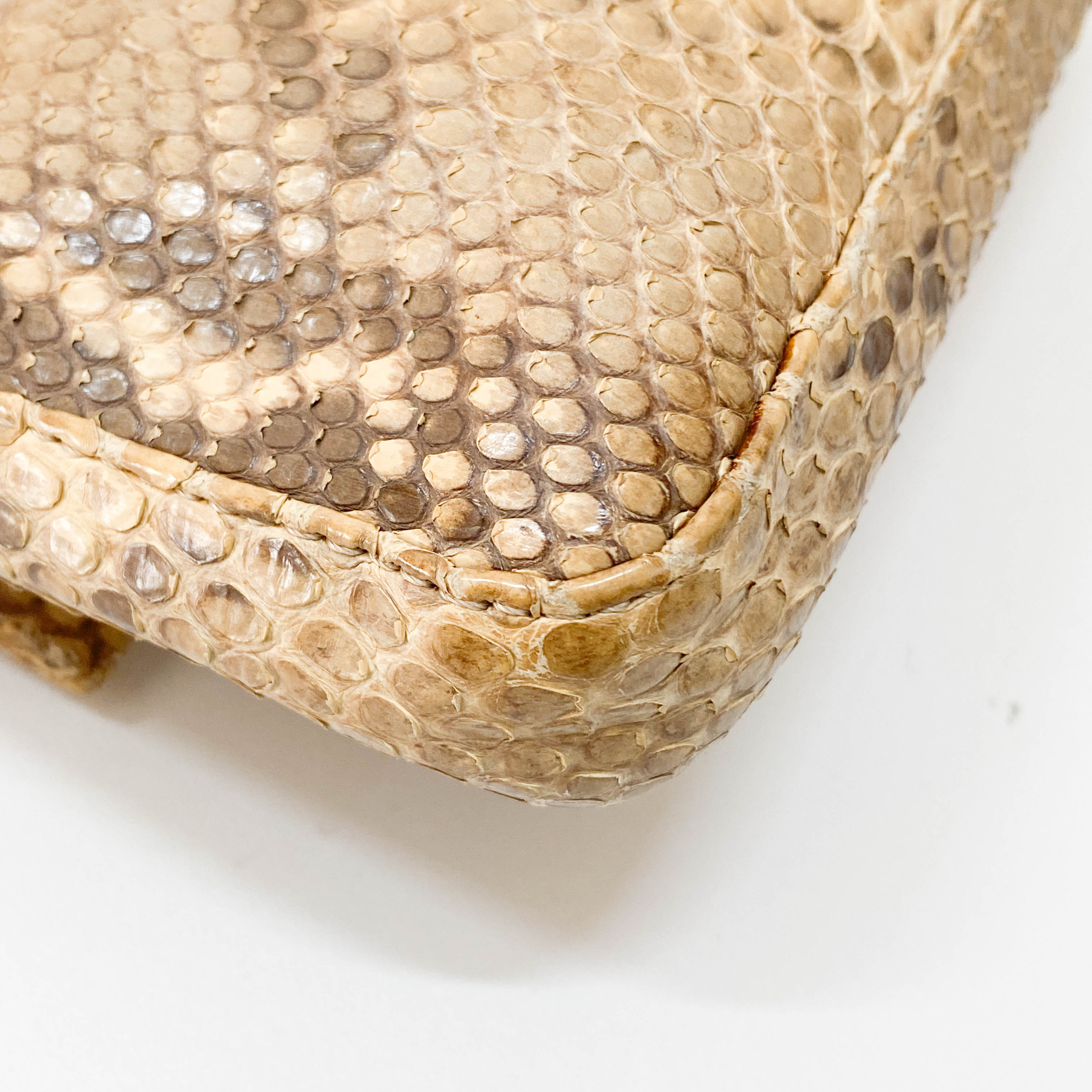 Selleria Baguette Orange Python Embossed Shoulder Bag