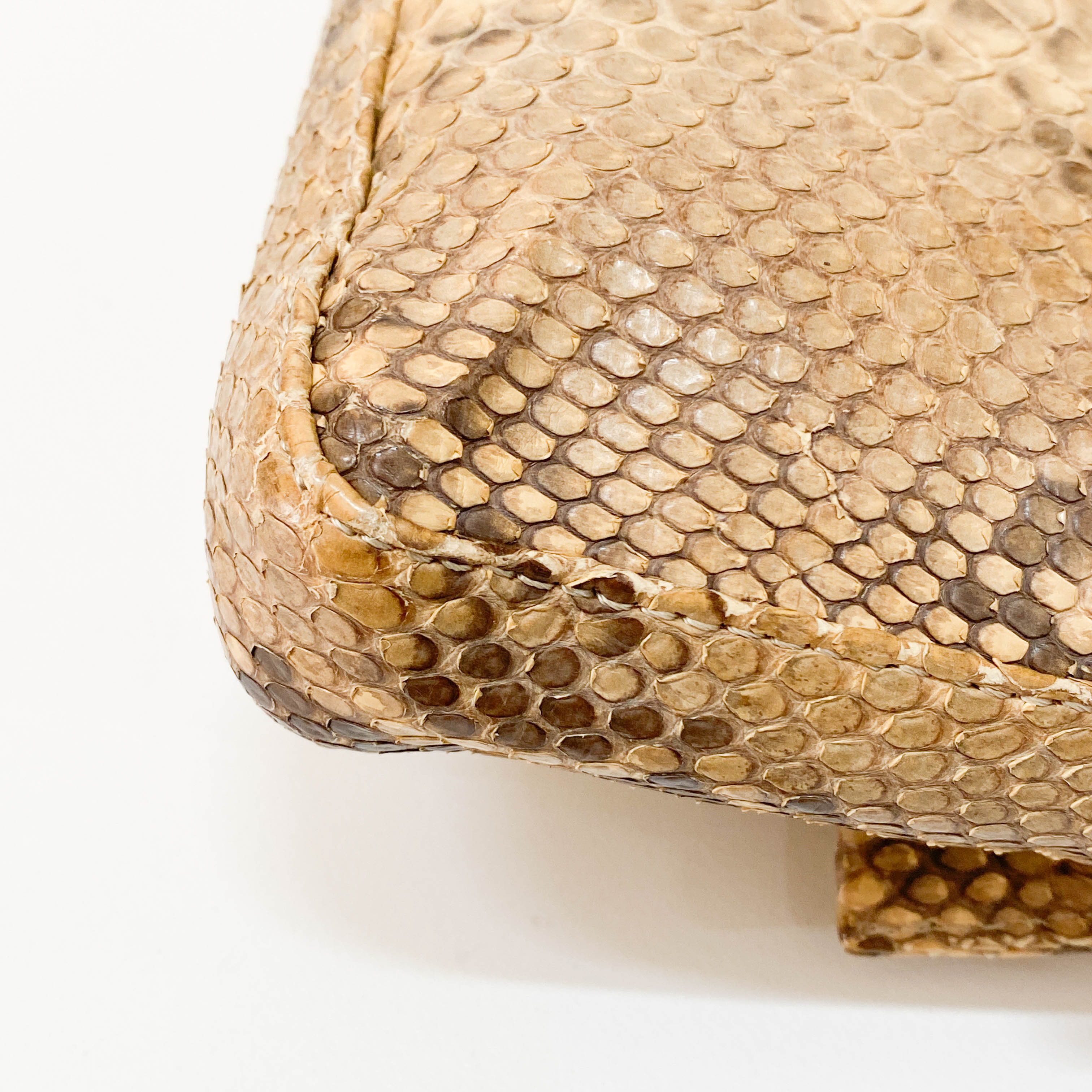 Selleria Baguette Orange Python Embossed Shoulder Bag