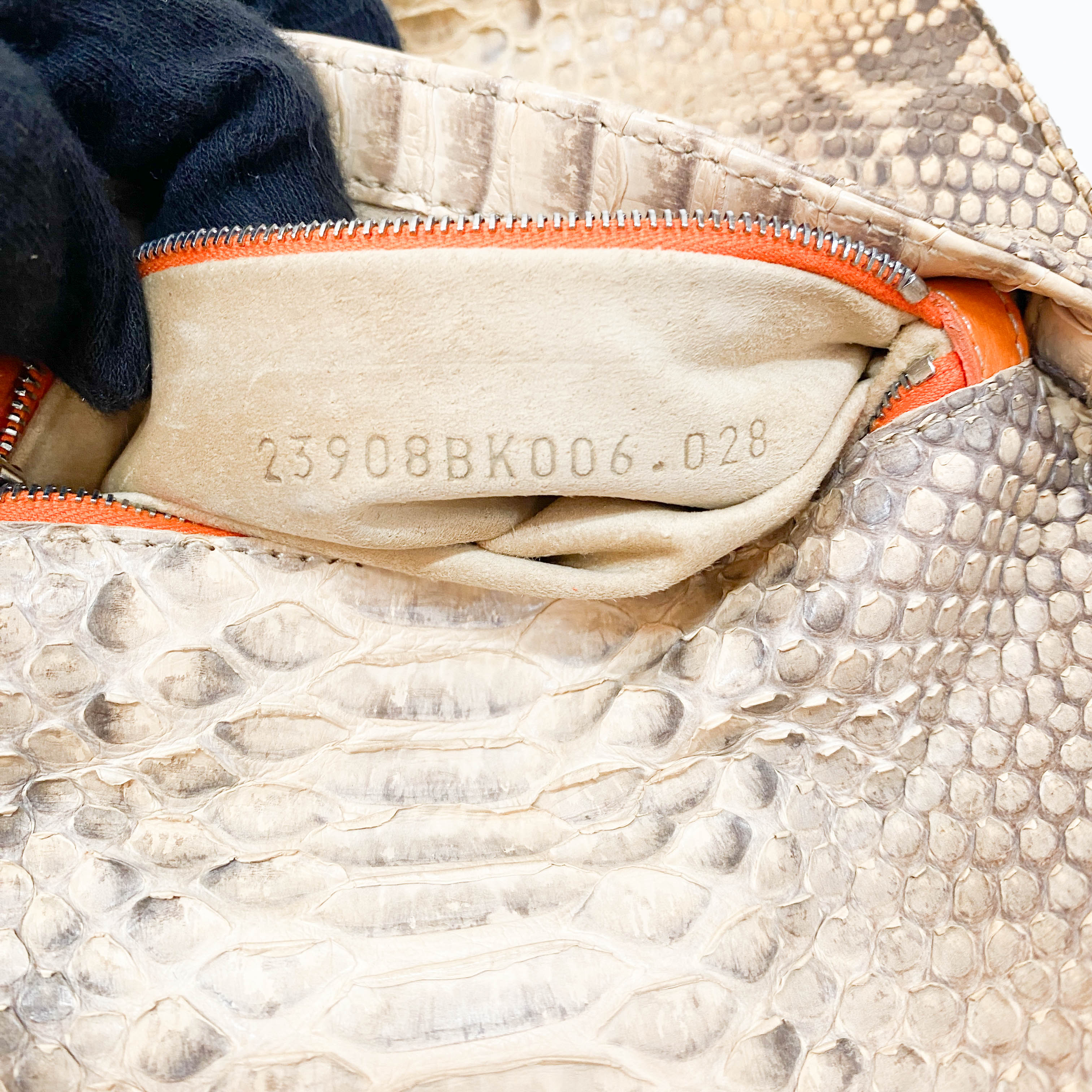 Selleria Baguette Orange Python Embossed Shoulder Bag