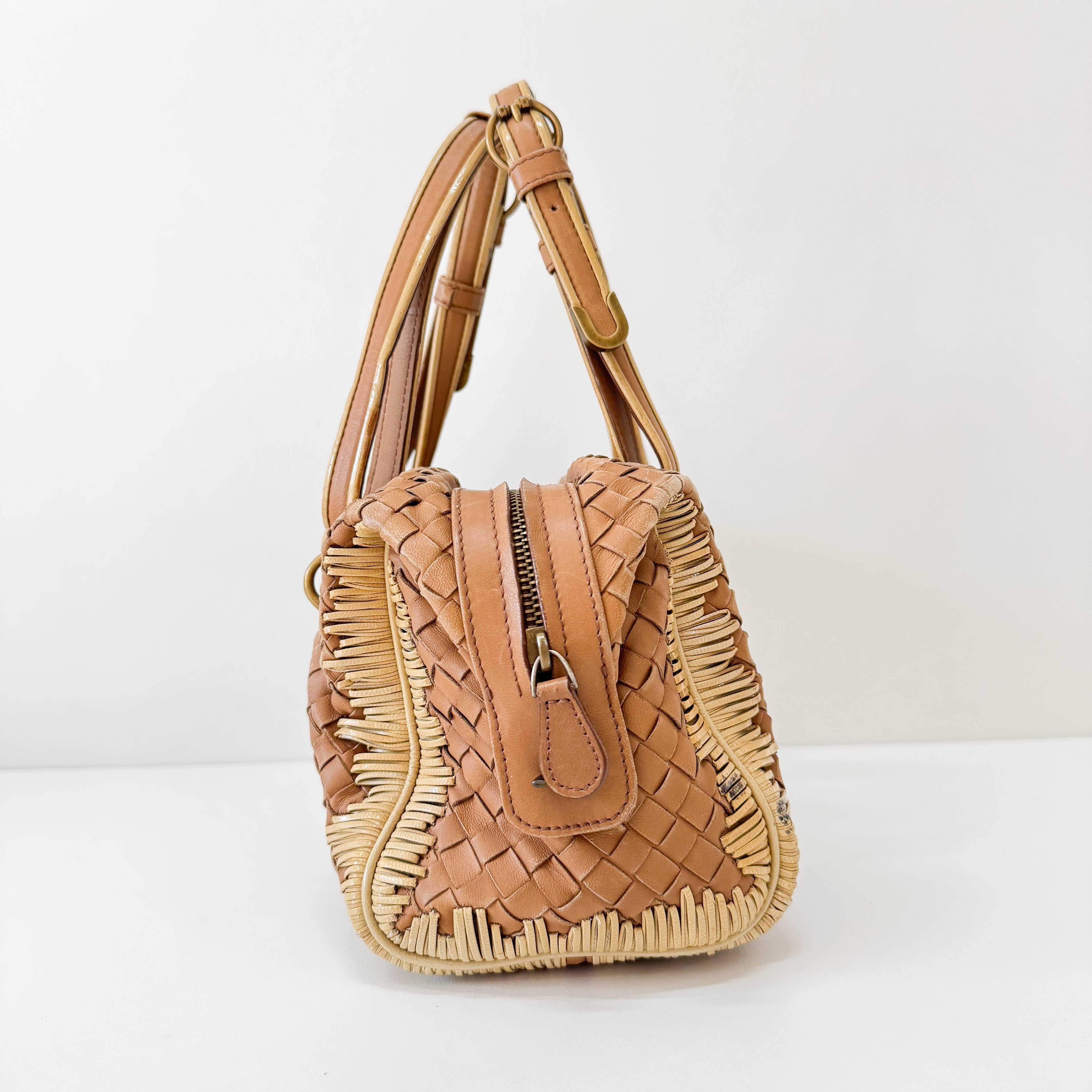 Intrecciato Brown Shoulder Bag
