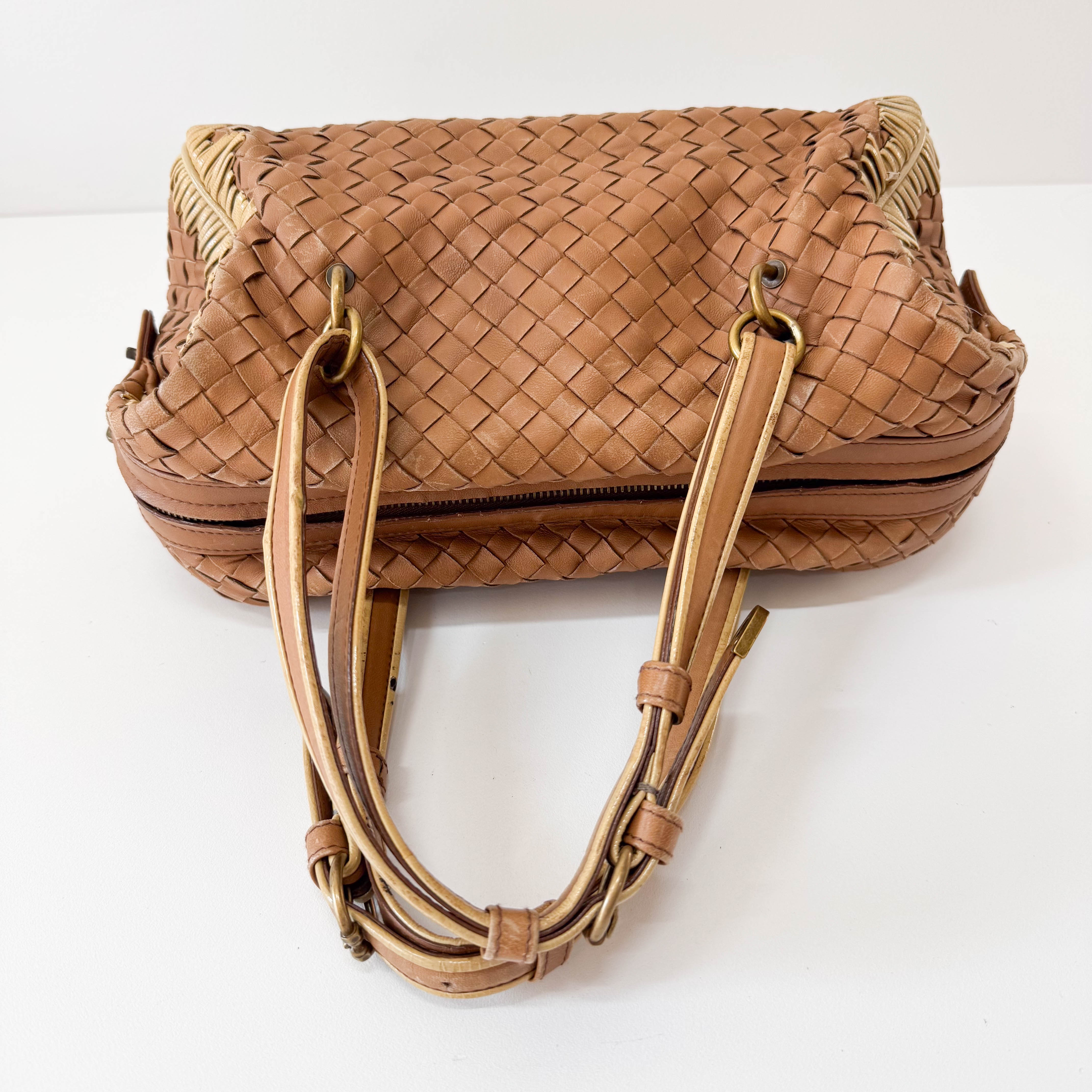 Intrecciato Brown Shoulder Bag