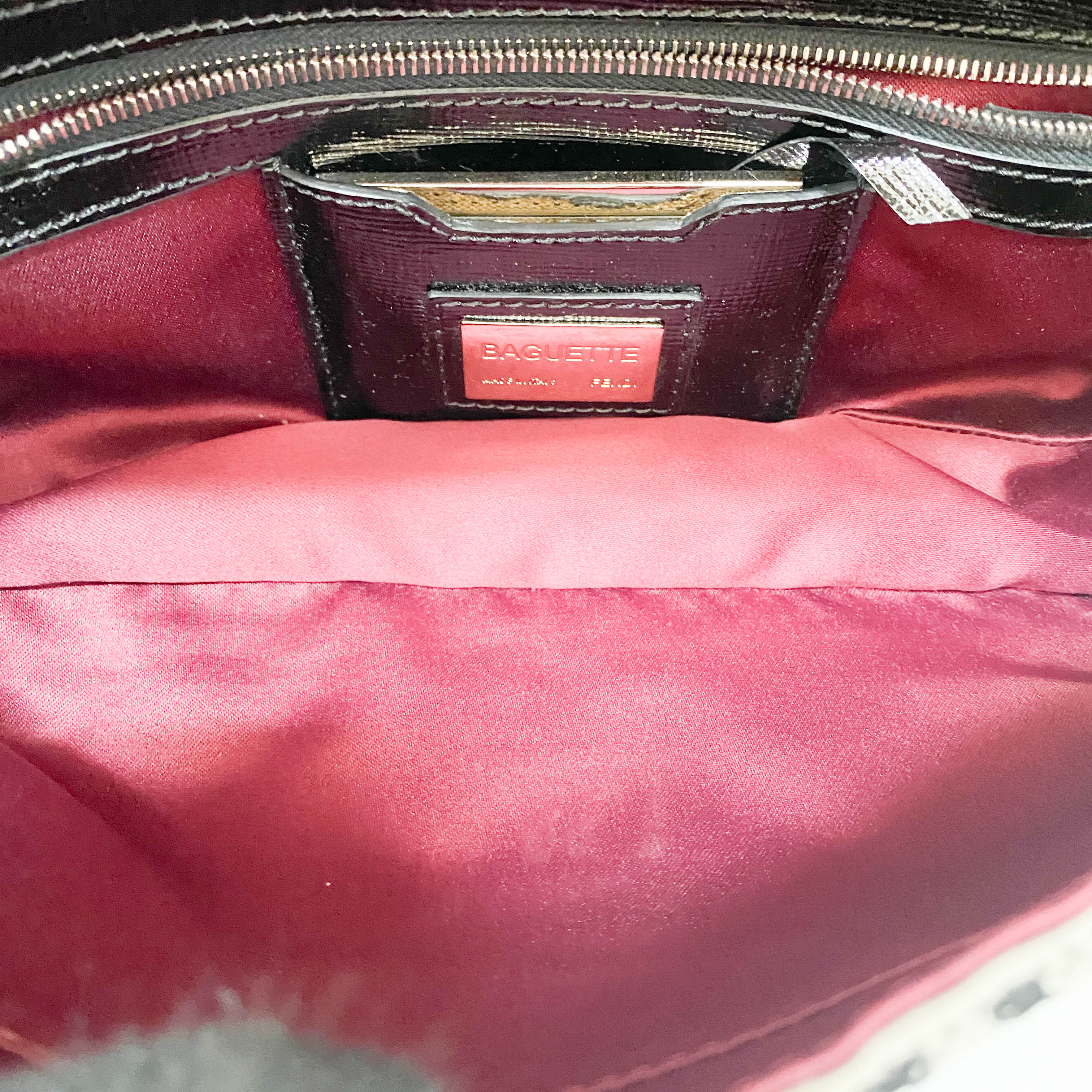 Baguette White Striped Embroidered Cotton & Sequin Shoulder Bag