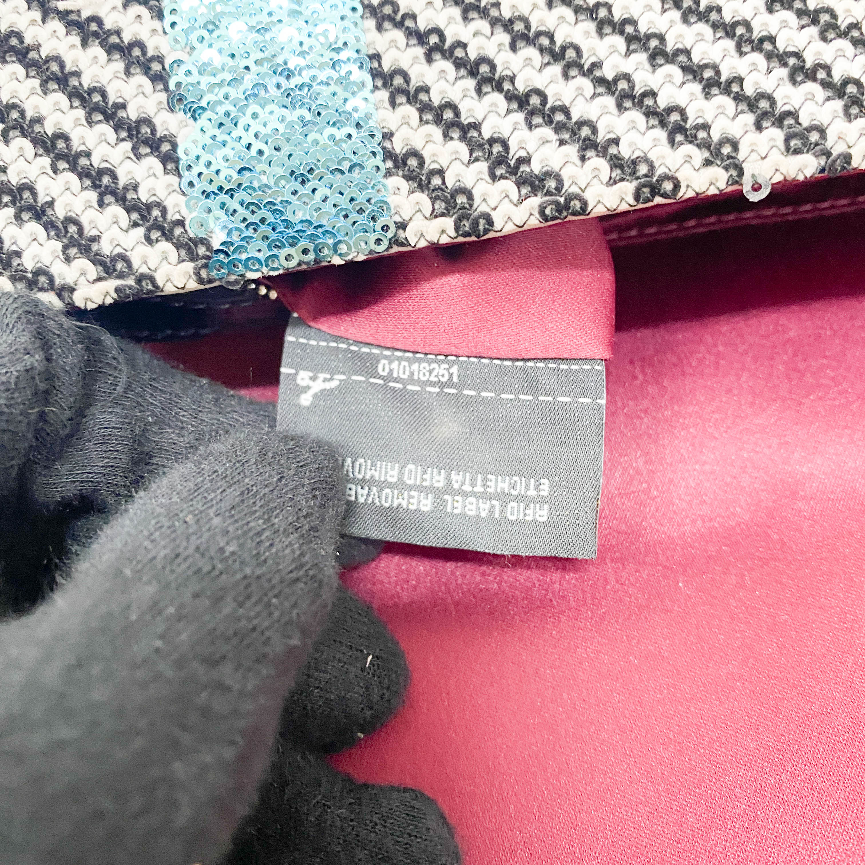 Baguette White Striped Embroidered Cotton & Sequin Shoulder Bag