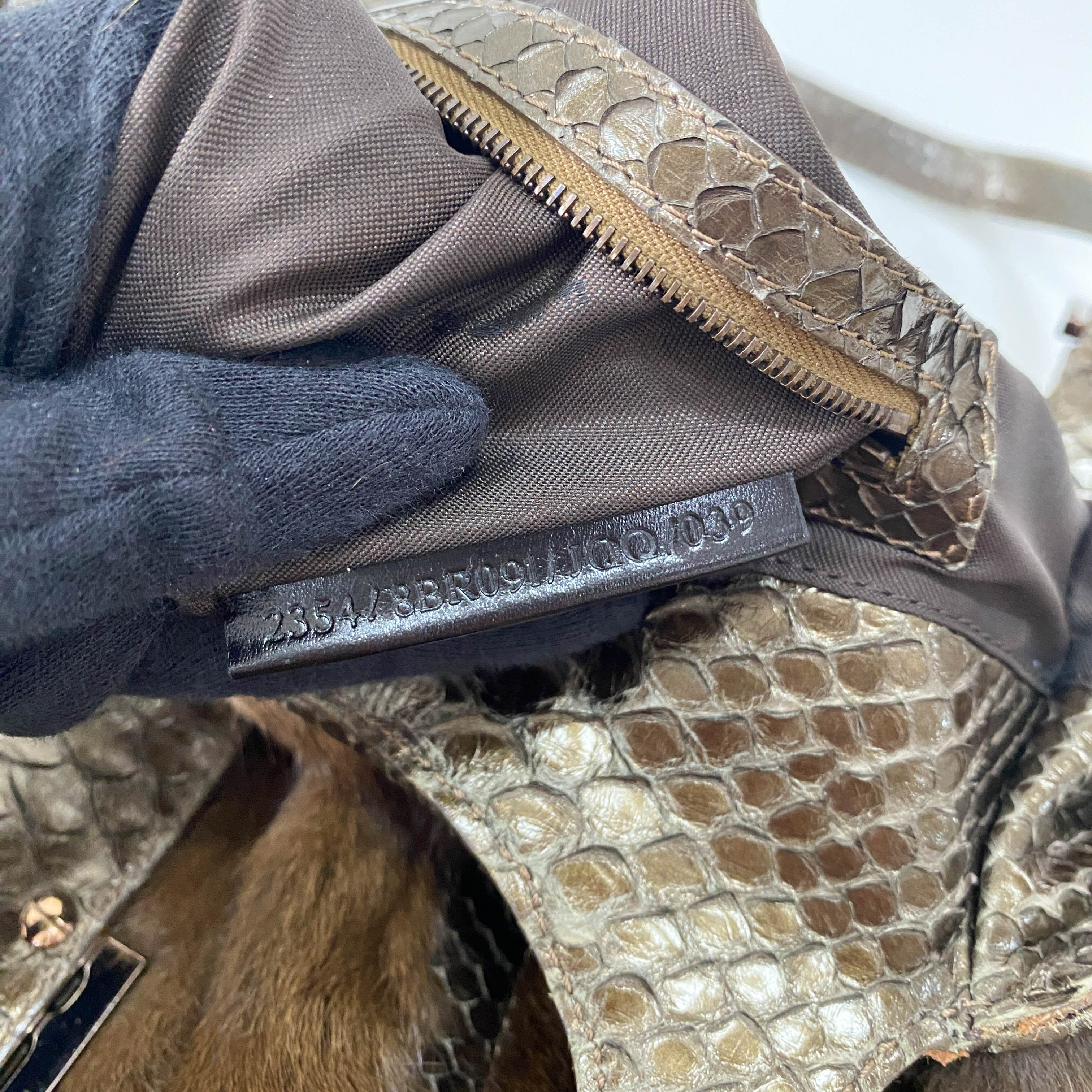 Tote Brown Fur & Leather Details Shoulder Bag