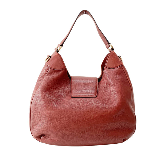 Horsebit Burgundy Leather Hobo Shoulder Bag