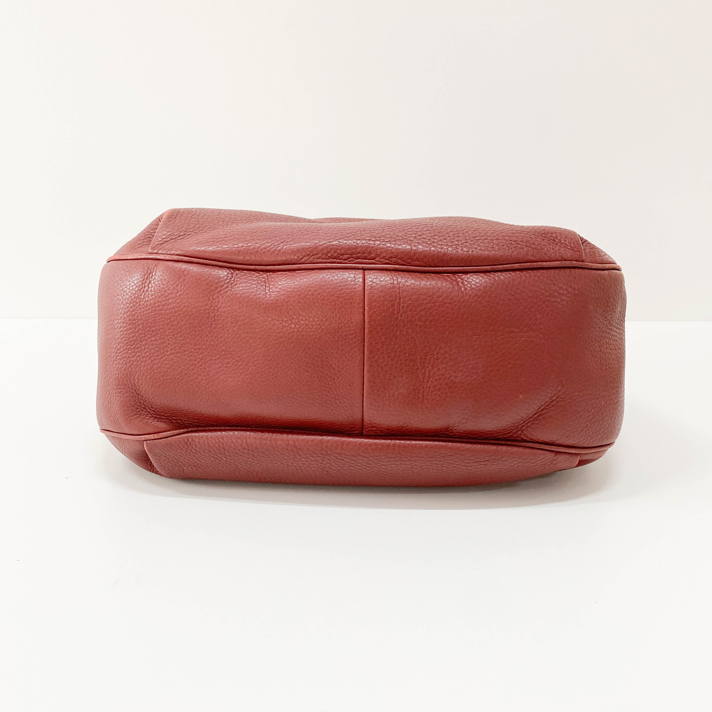 Horsebit Burgundy Leather Hobo Shoulder Bag