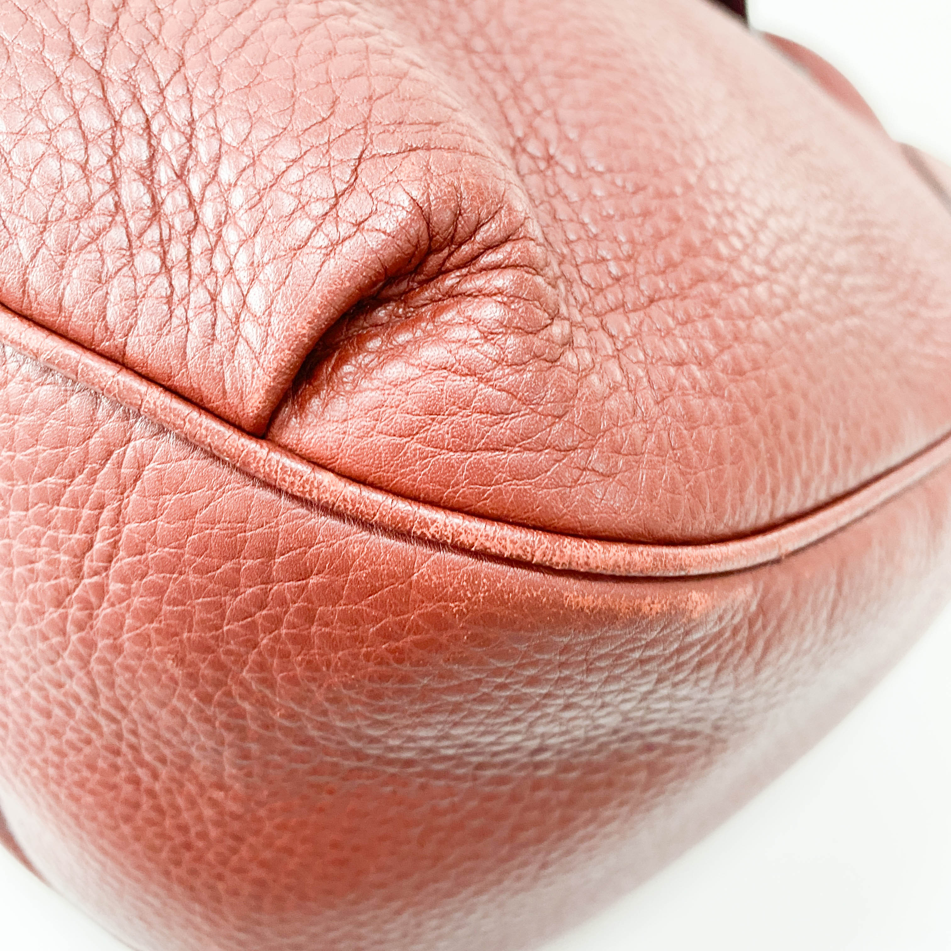 Horsebit Burgundy Leather Hobo Shoulder Bag