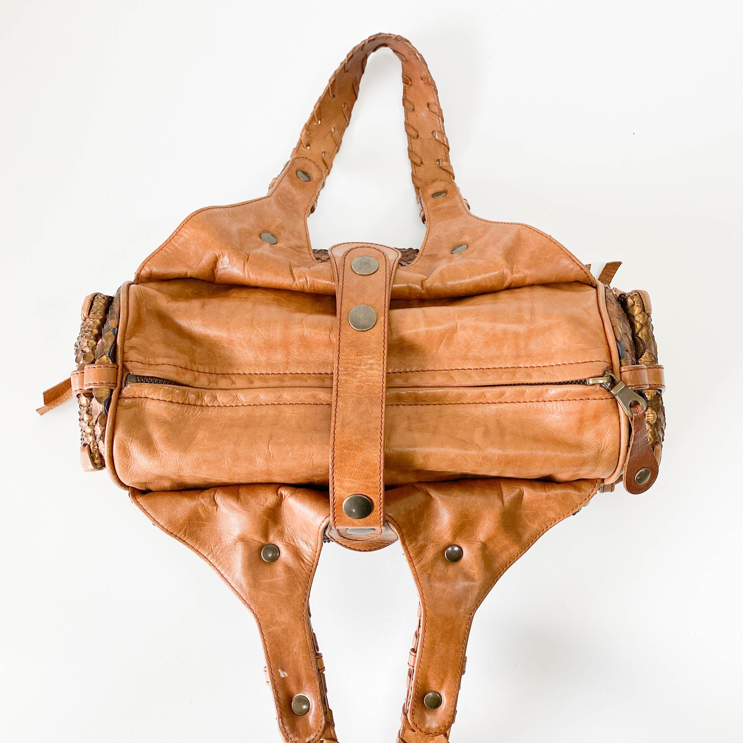 Silverado Bronze Python Embossed Leather Shoulder Bag