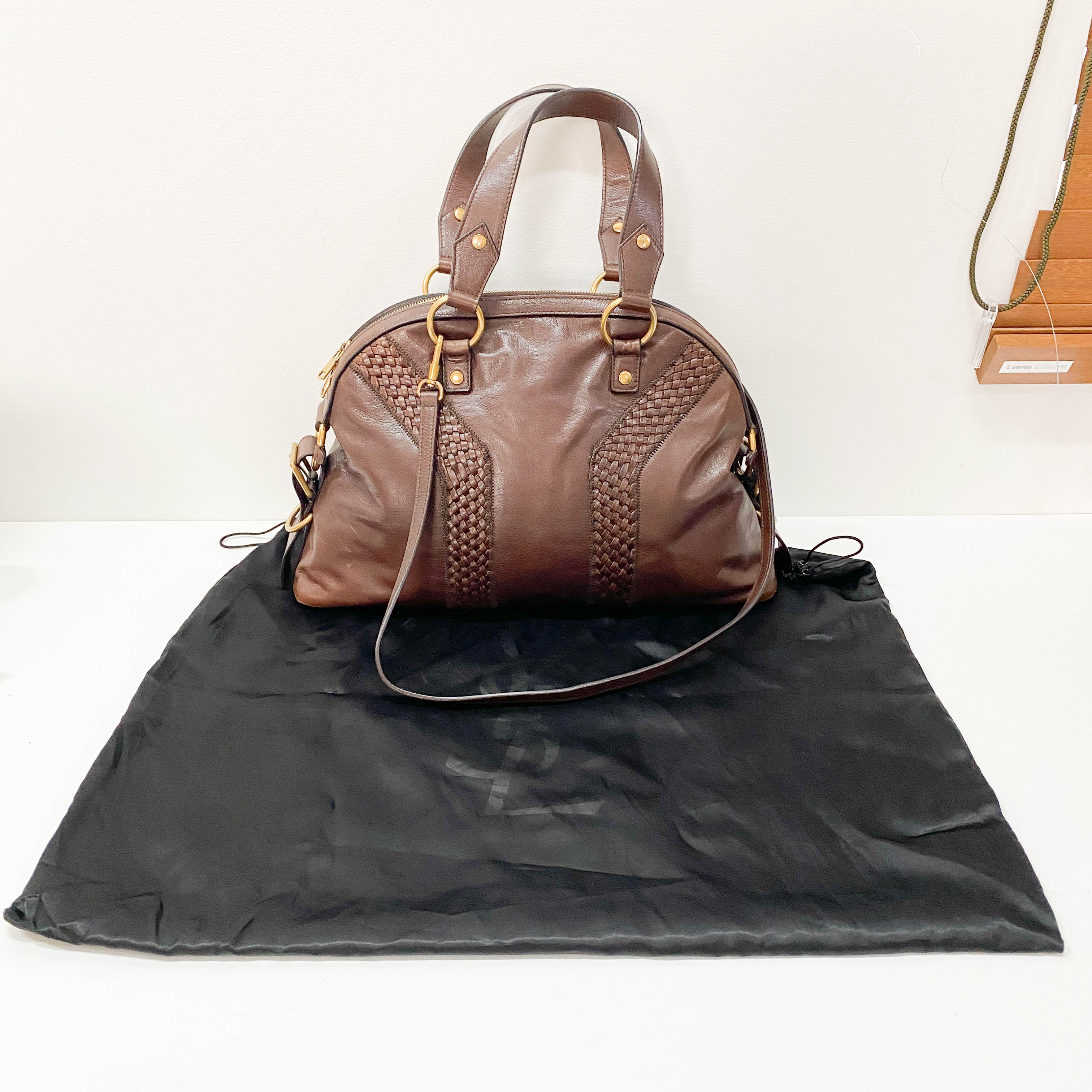 Muse Brown Calfskin Leather Two Way Bag