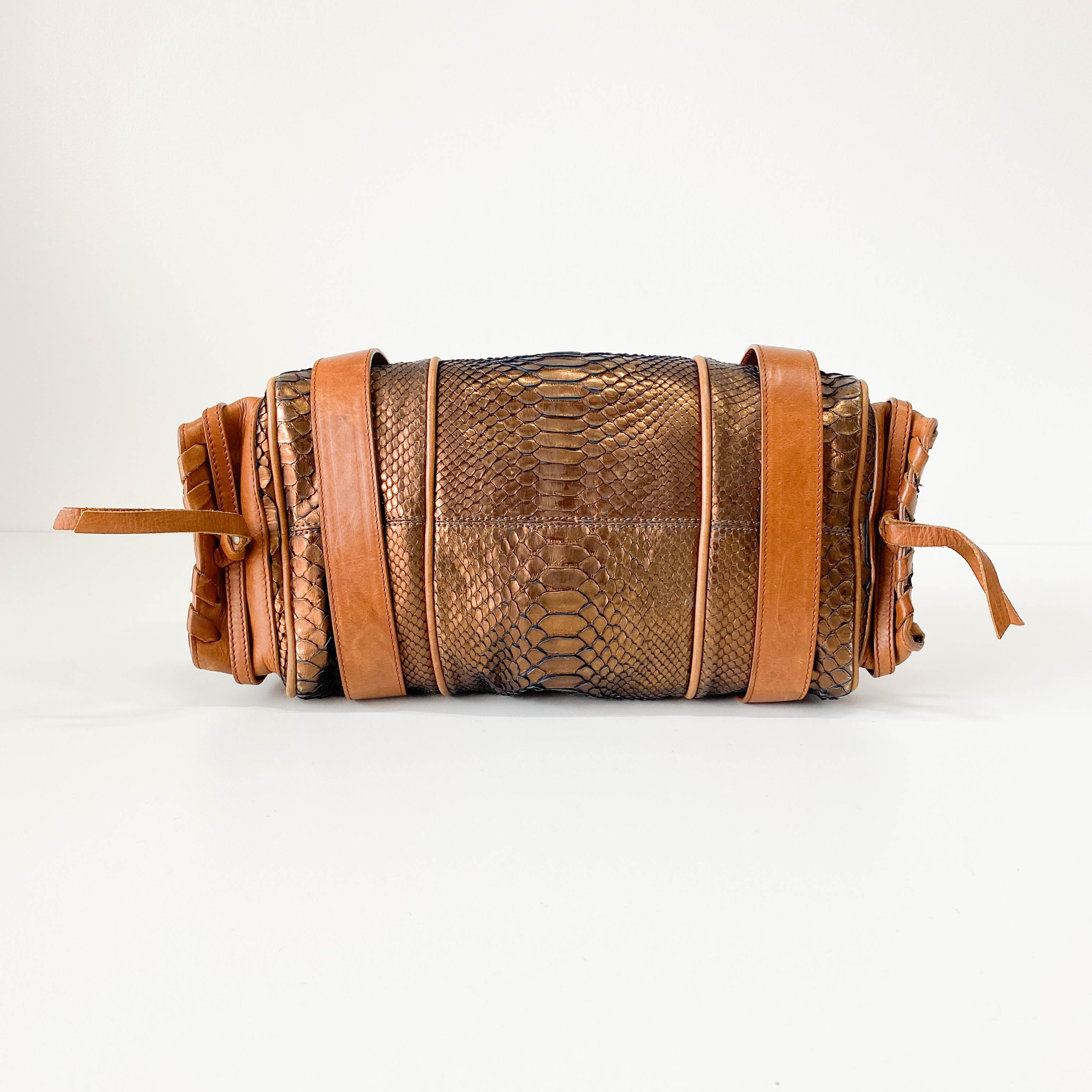 Silverado Bronze Python Embossed Leather Shoulder Bag