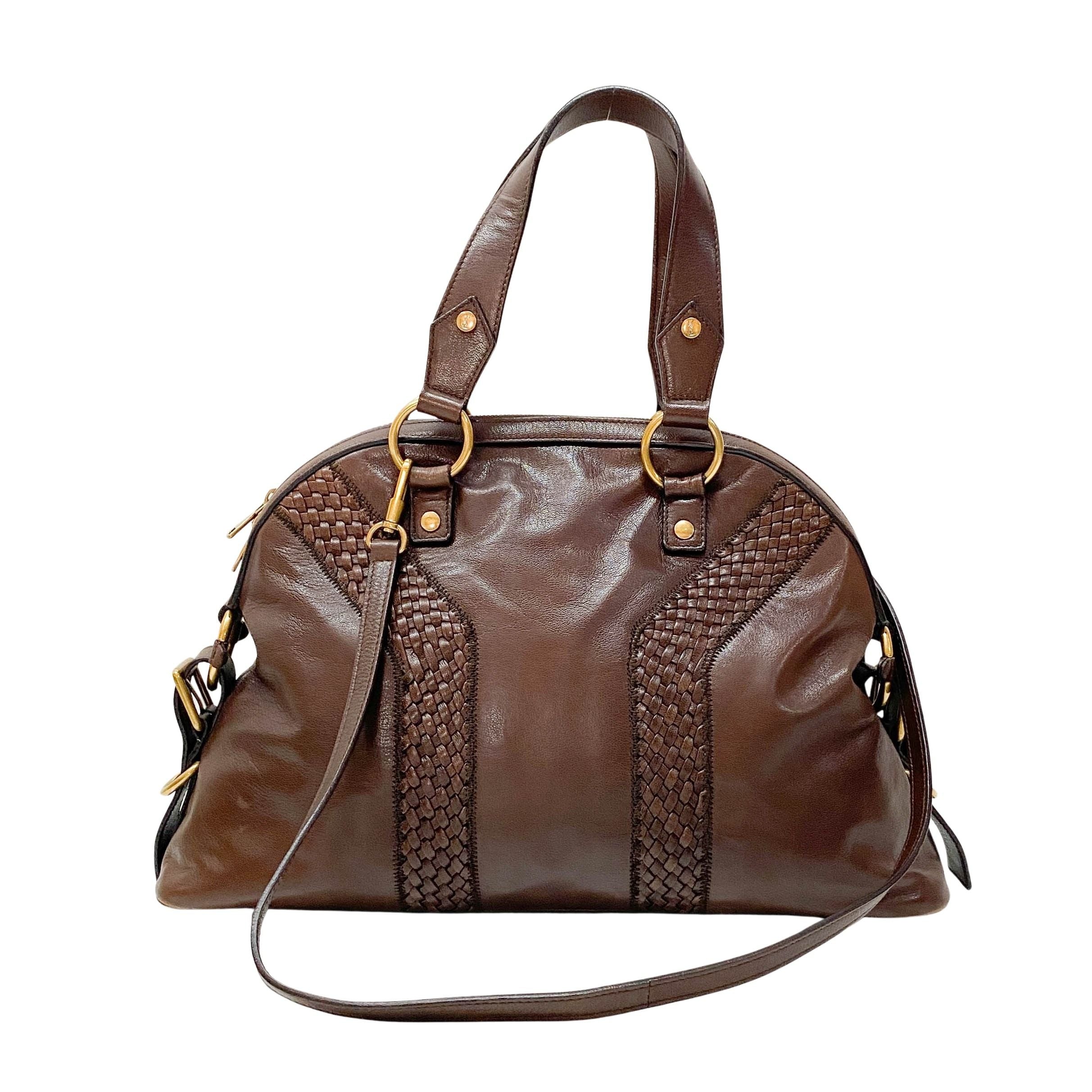 Muse Brown Calfskin Leather Two Way Bag