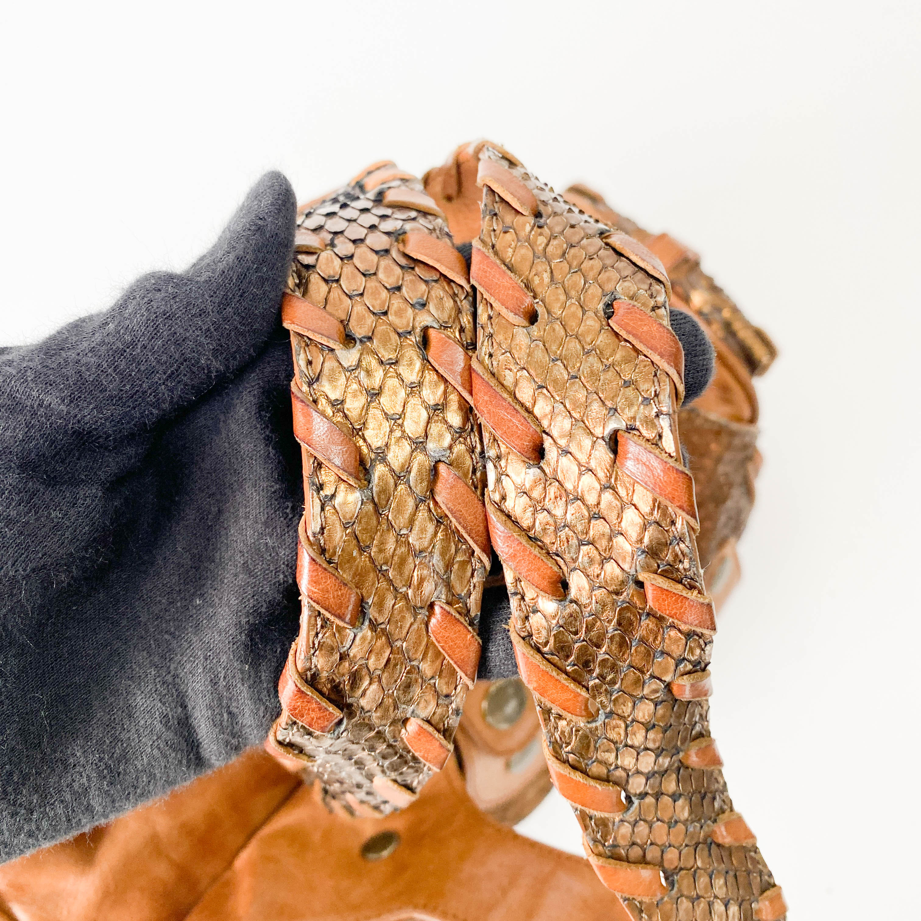 Silverado Bronze Python Embossed Leather Shoulder Bag