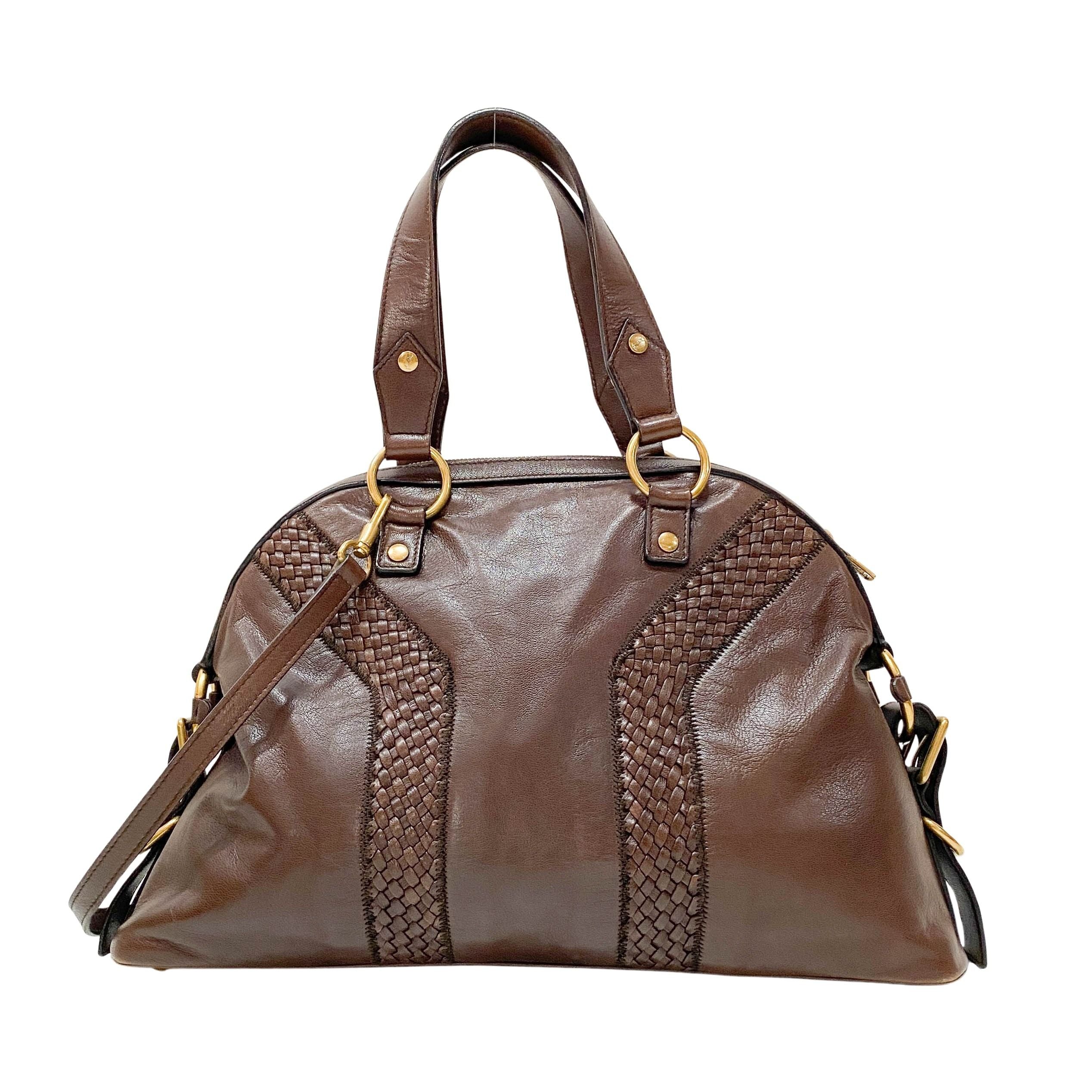 Muse Brown Calfskin Leather Two Way Bag