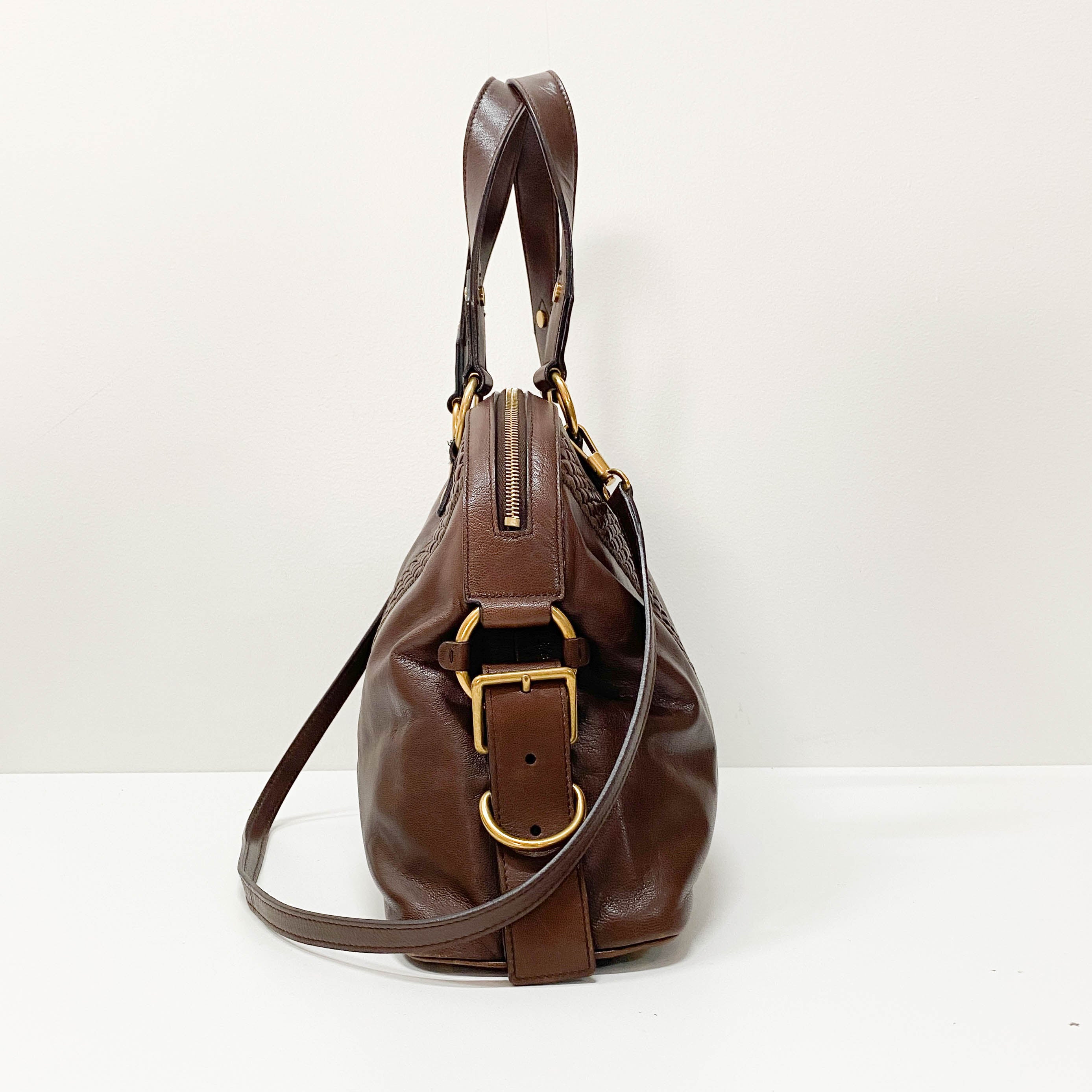 Muse Brown Calfskin Leather Two Way Bag