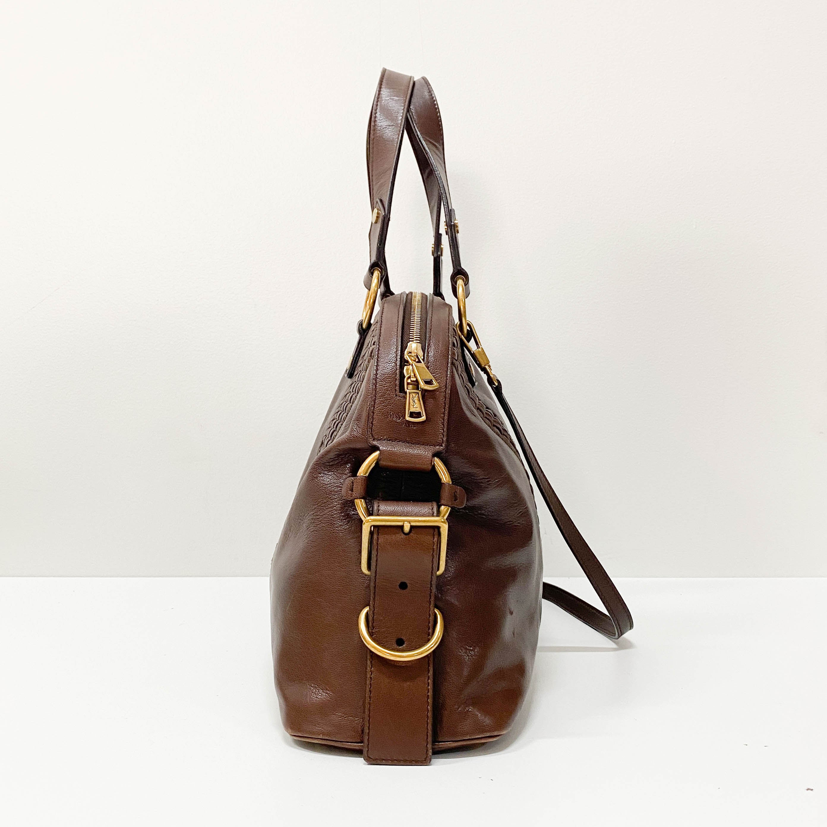 Muse Brown Calfskin Leather Two Way Bag