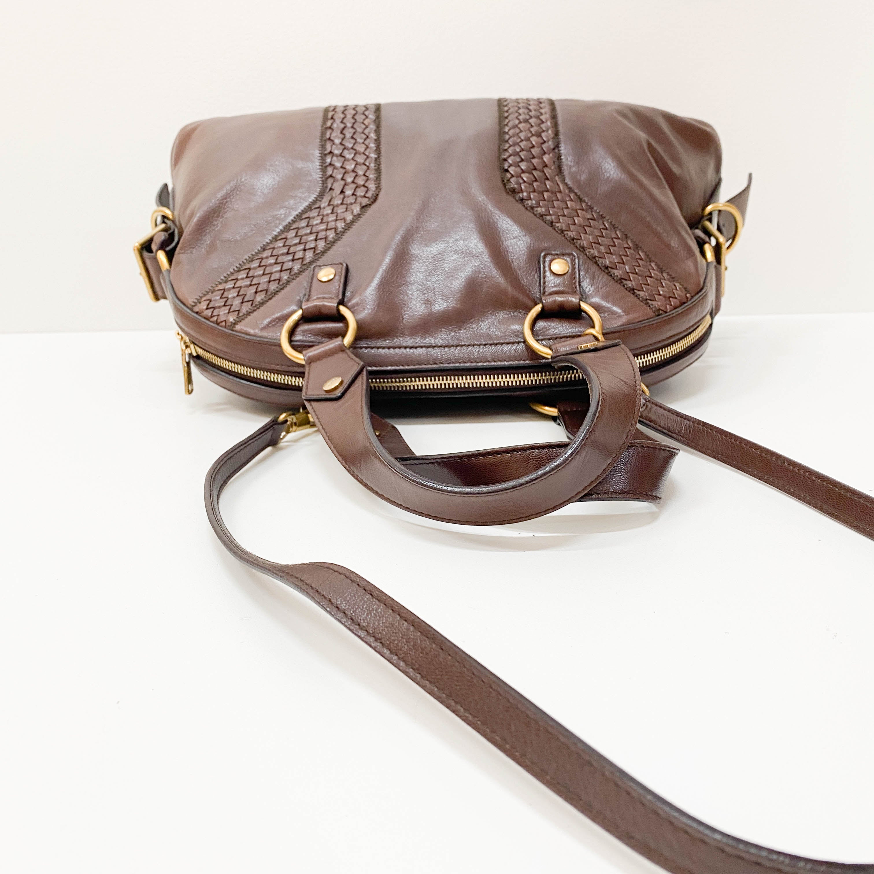 Muse Brown Calfskin Leather Two Way Bag
