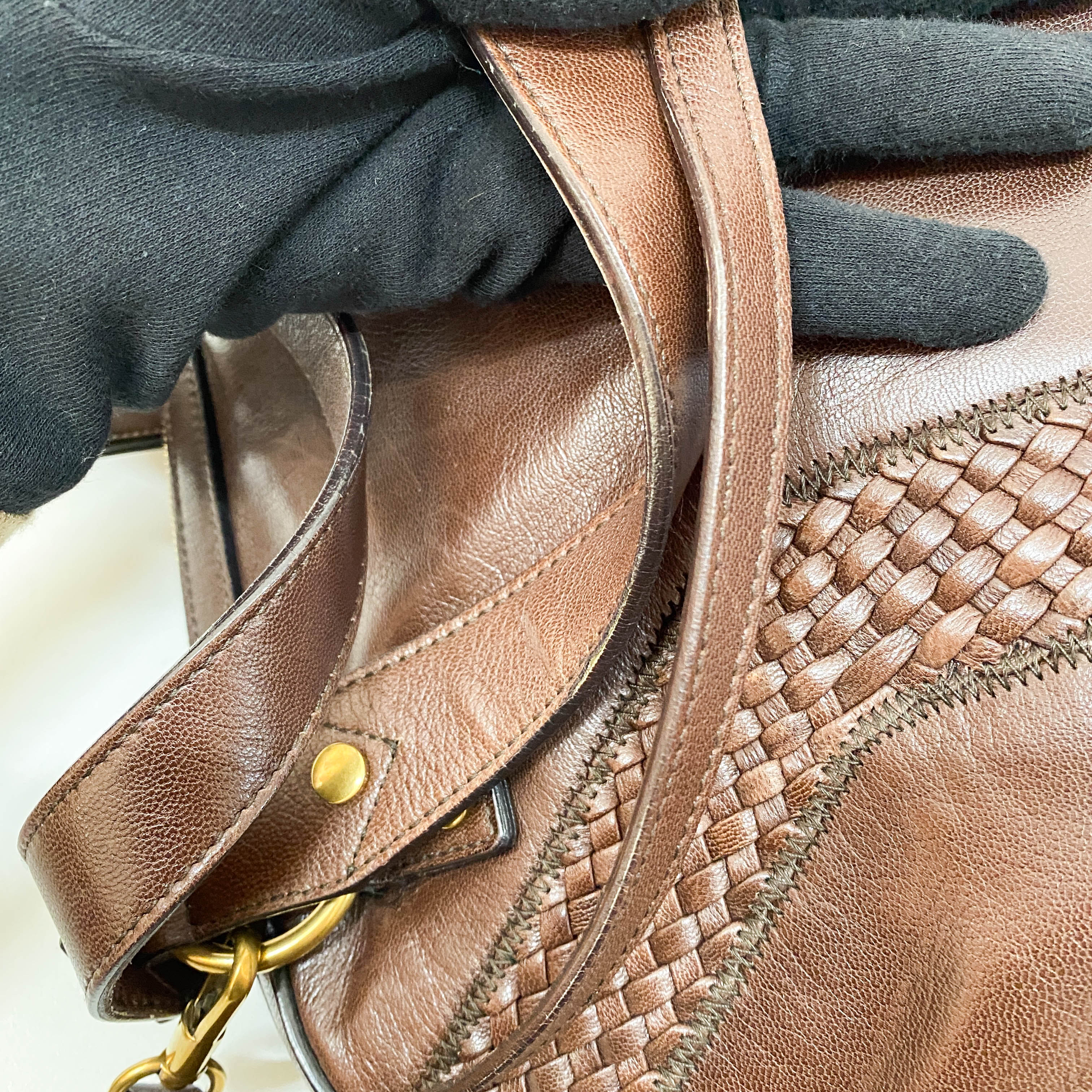 Muse Brown Calfskin Leather Two Way Bag