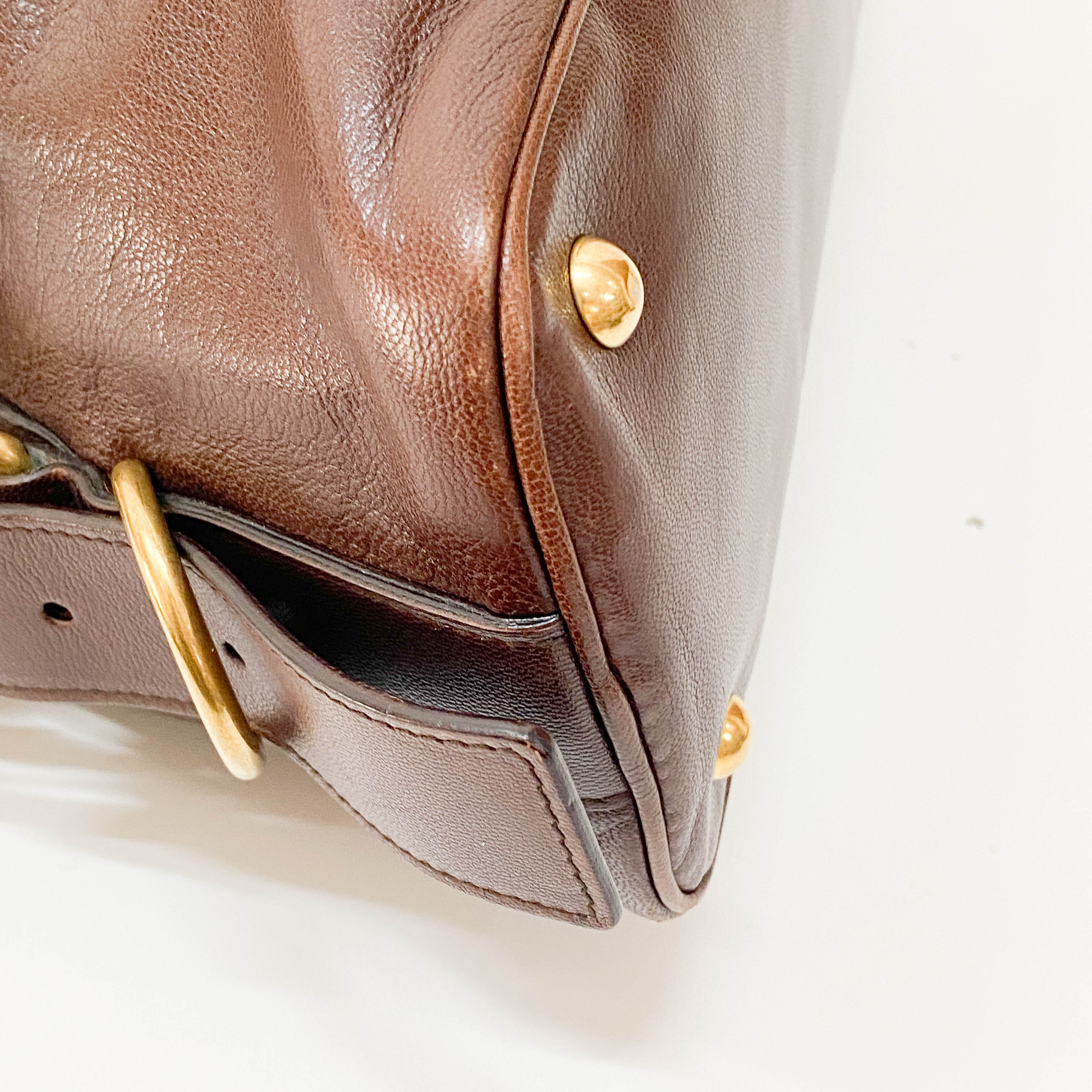 Muse Brown Calfskin Leather Two Way Bag