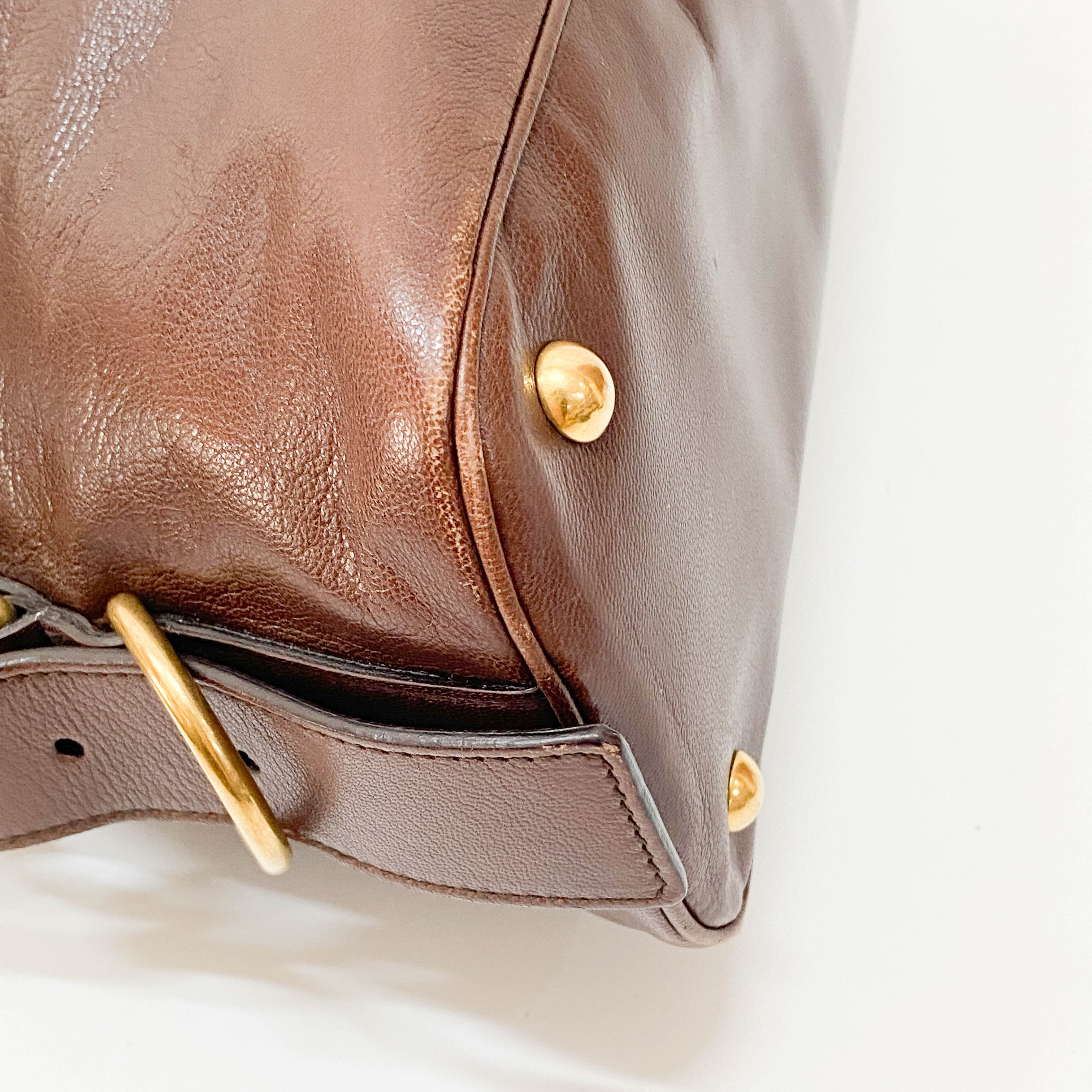 Muse Brown Calfskin Leather Two Way Bag