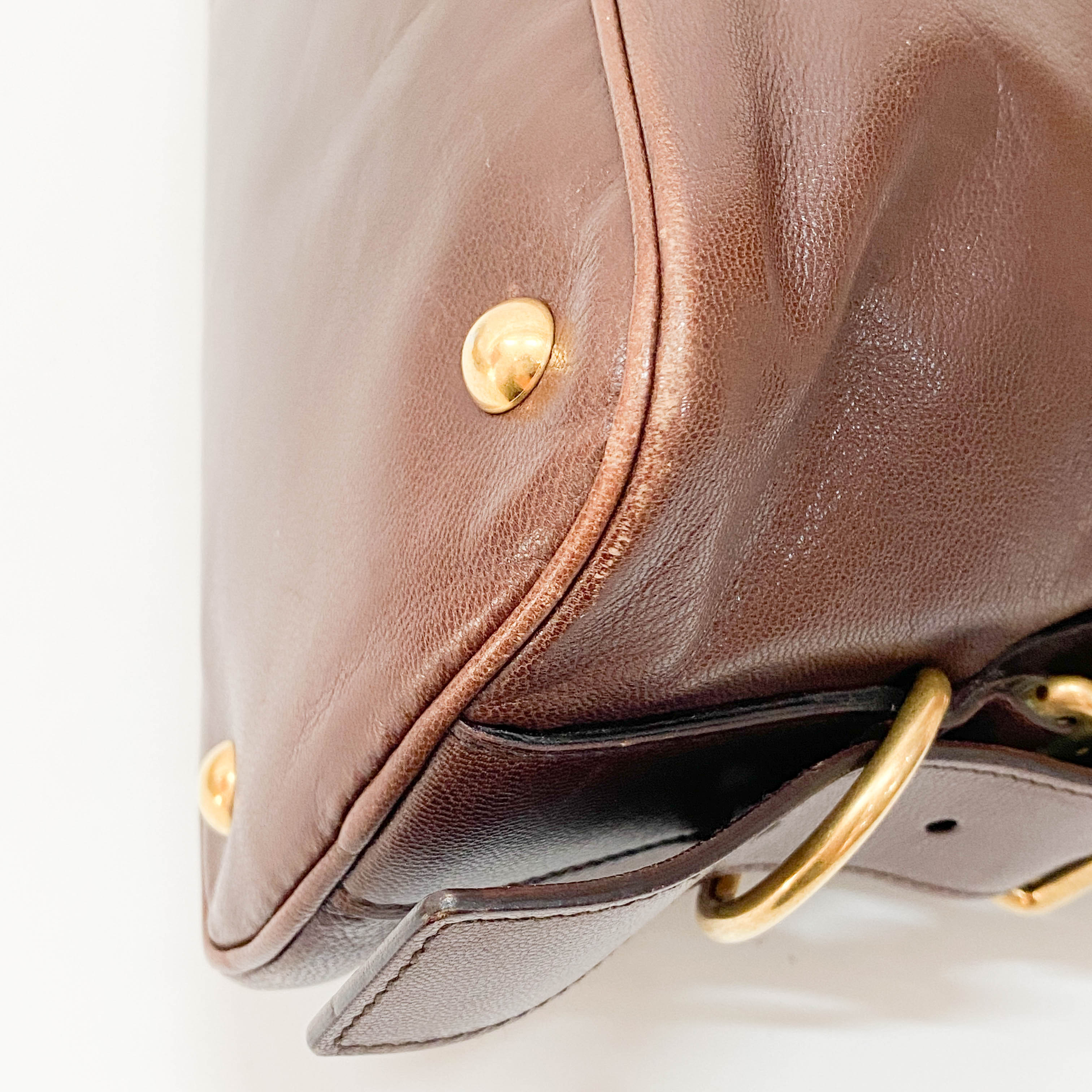 Muse Brown Calfskin Leather Two Way Bag