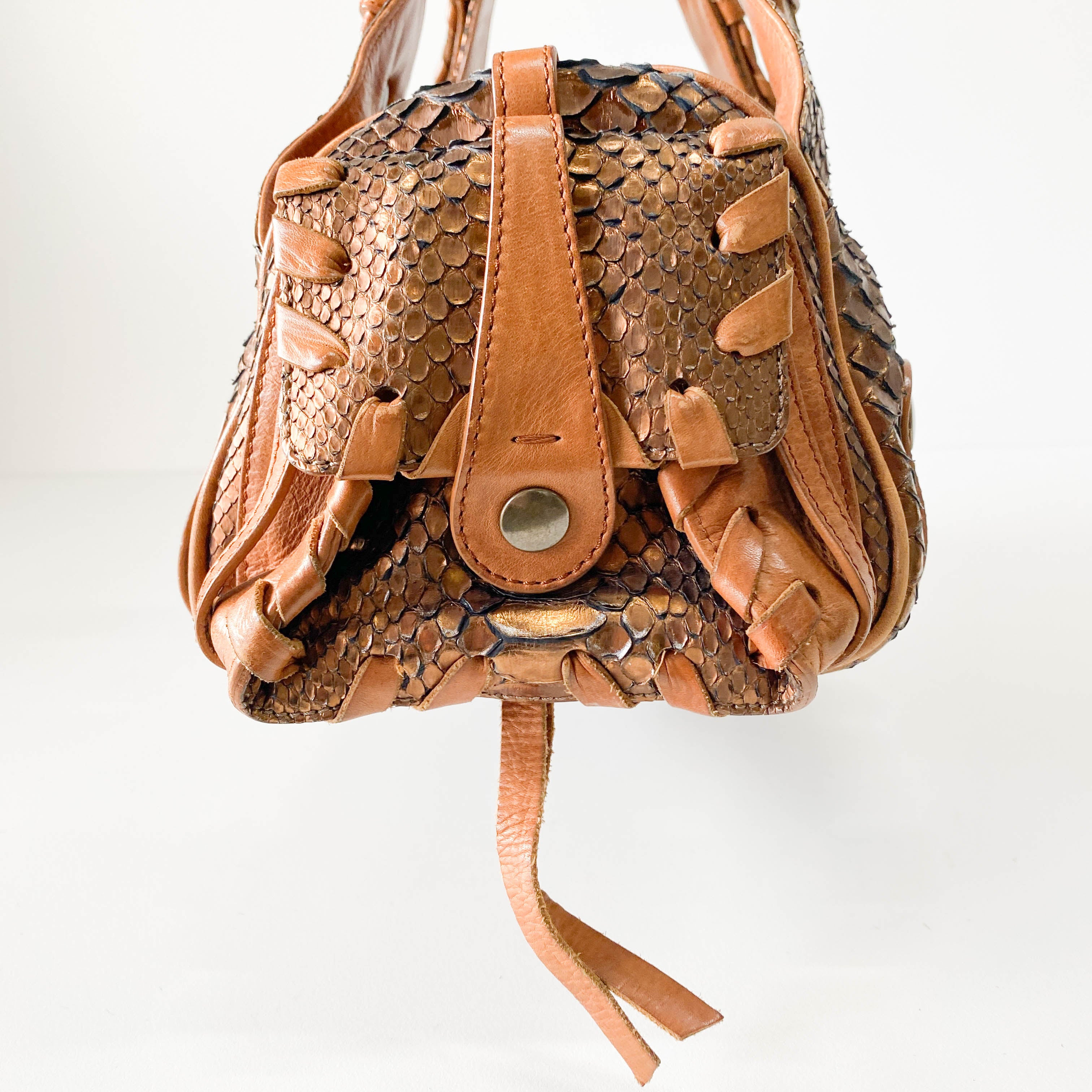 Silverado Bronze Python Embossed Leather Shoulder Bag
