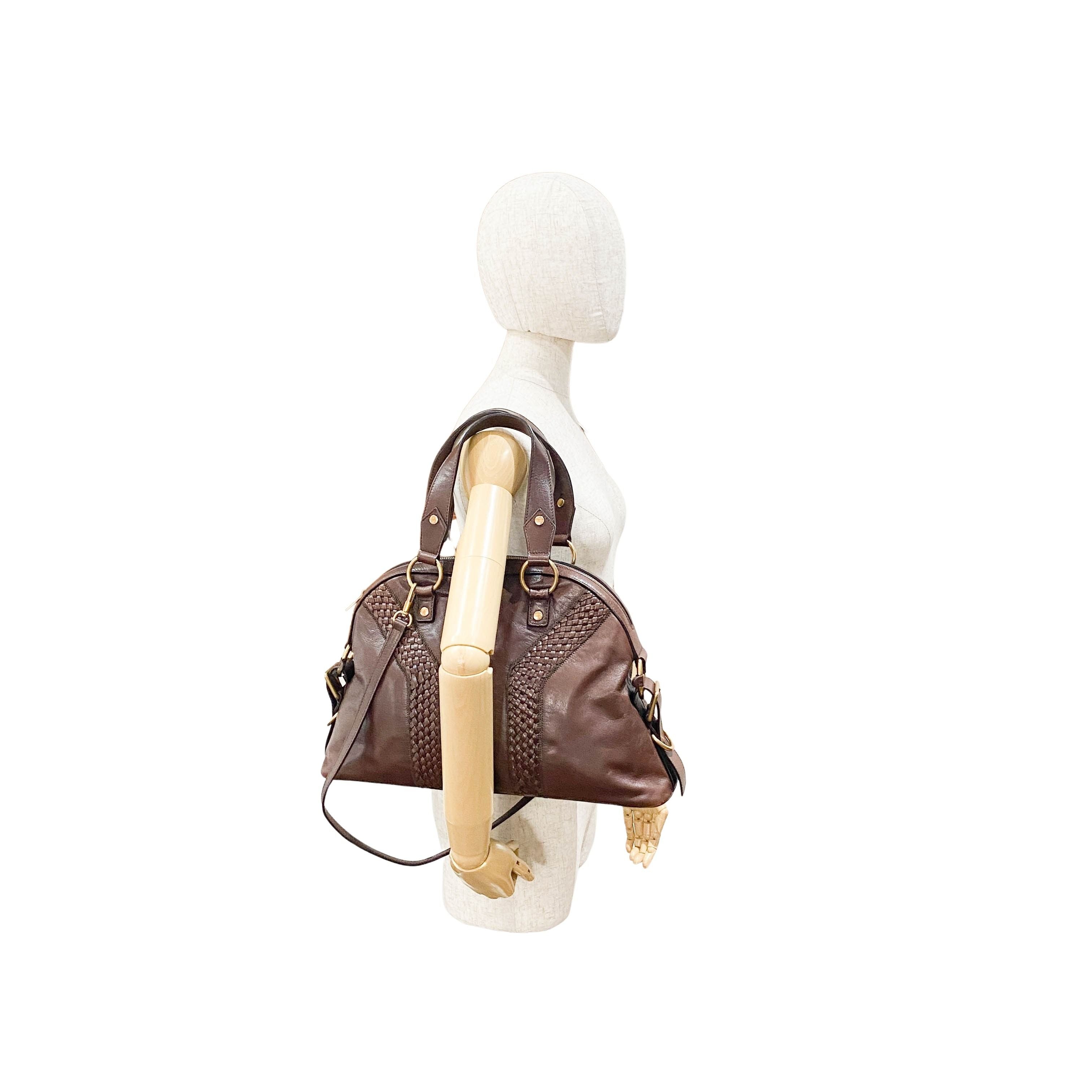 Muse Brown Calfskin Leather Two Way Bag