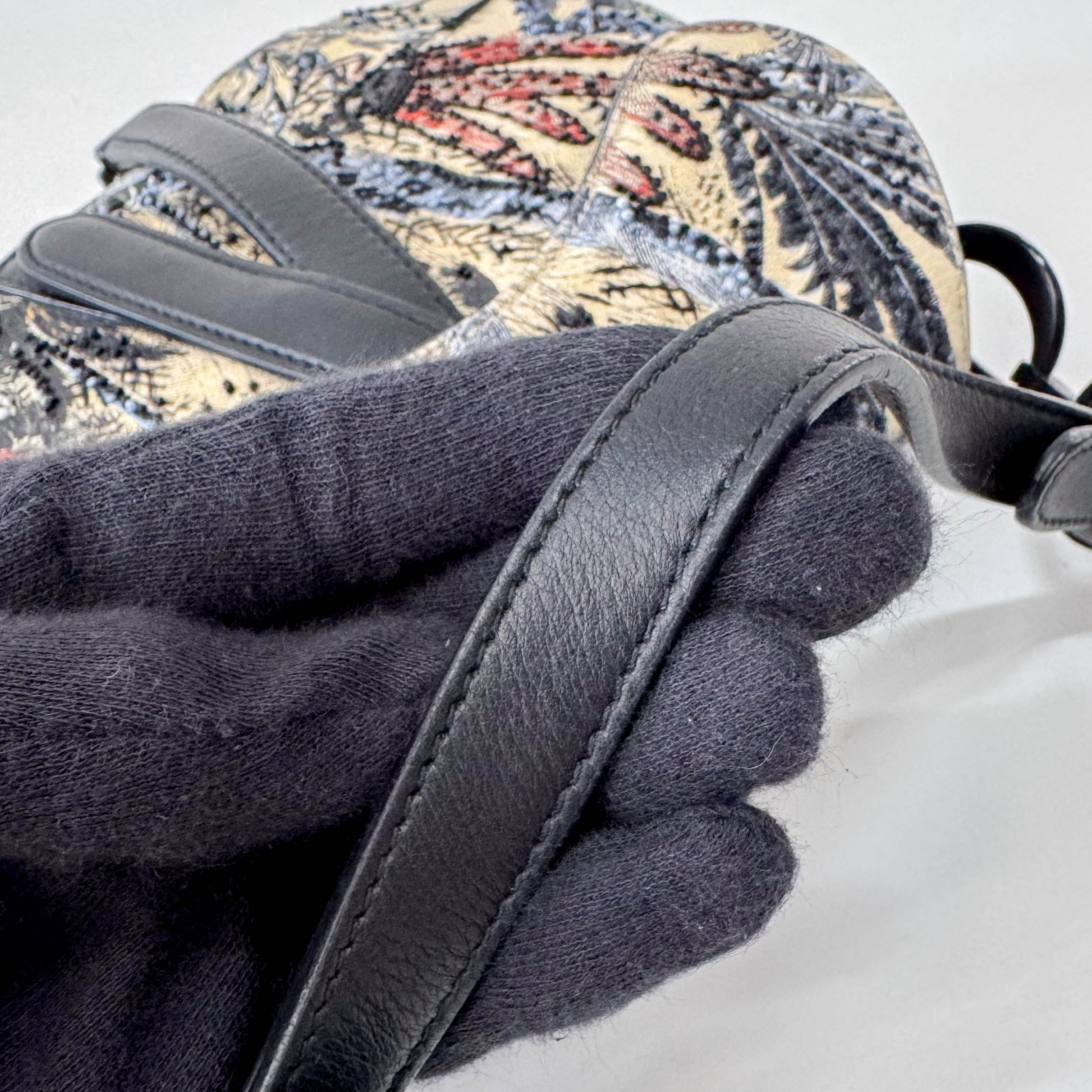 2019 Multicolor Beaded Toile de Jouy Tropicalia Print Calfskin Mini Saddle Bag