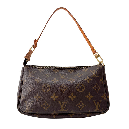 Monogram Brown Leather Pochette Shoulder Bag