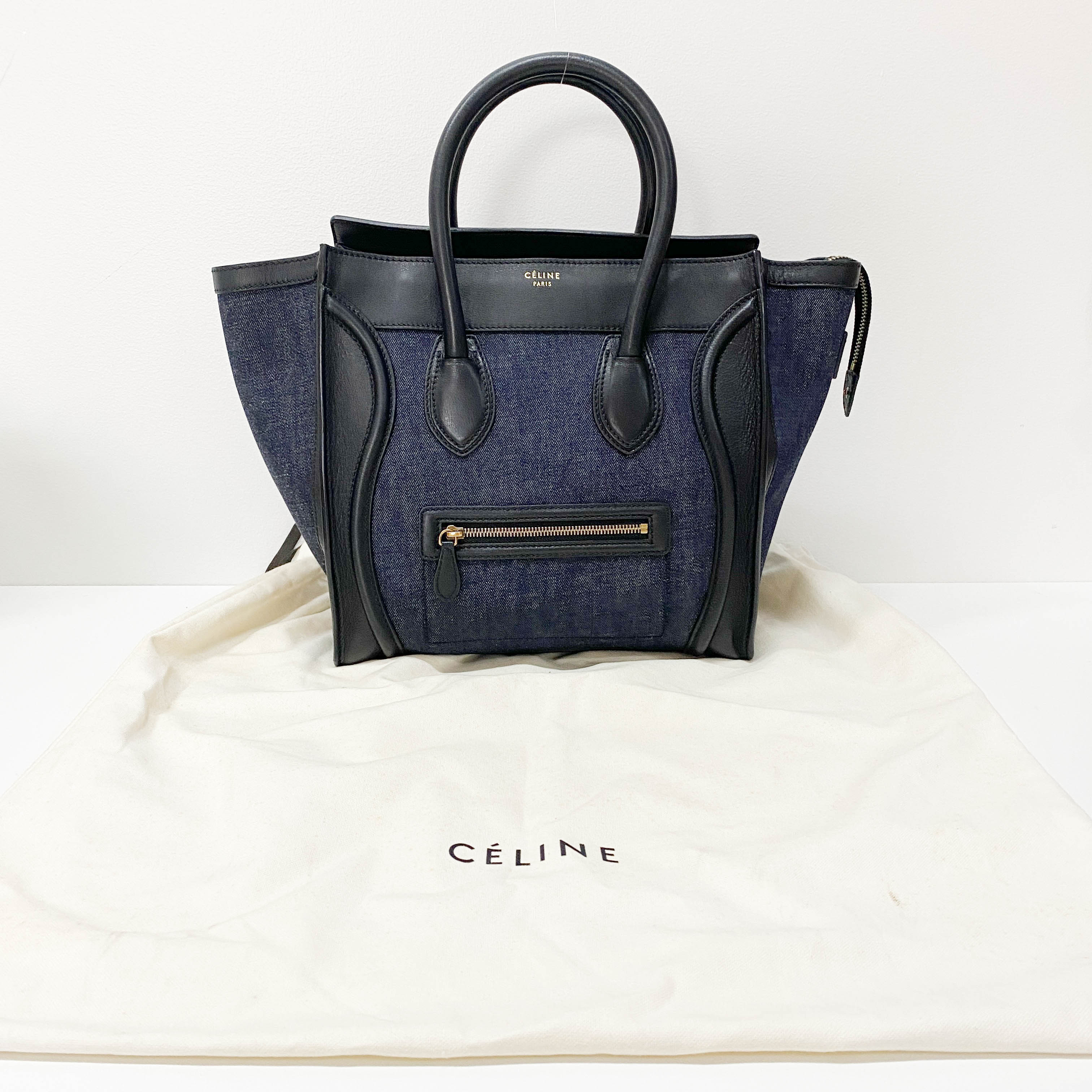 Luggage Denim/Leather Tote Bag