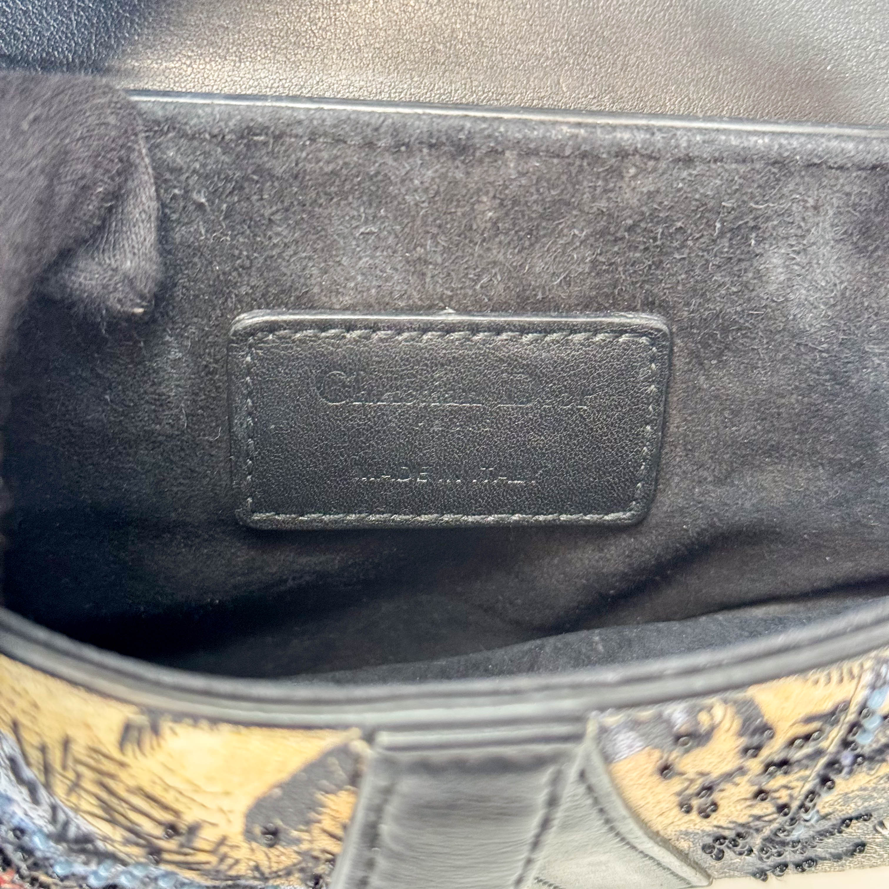 2019 Multicolor Beaded Toile de Jouy Tropicalia Print Calfskin Mini Saddle Bag