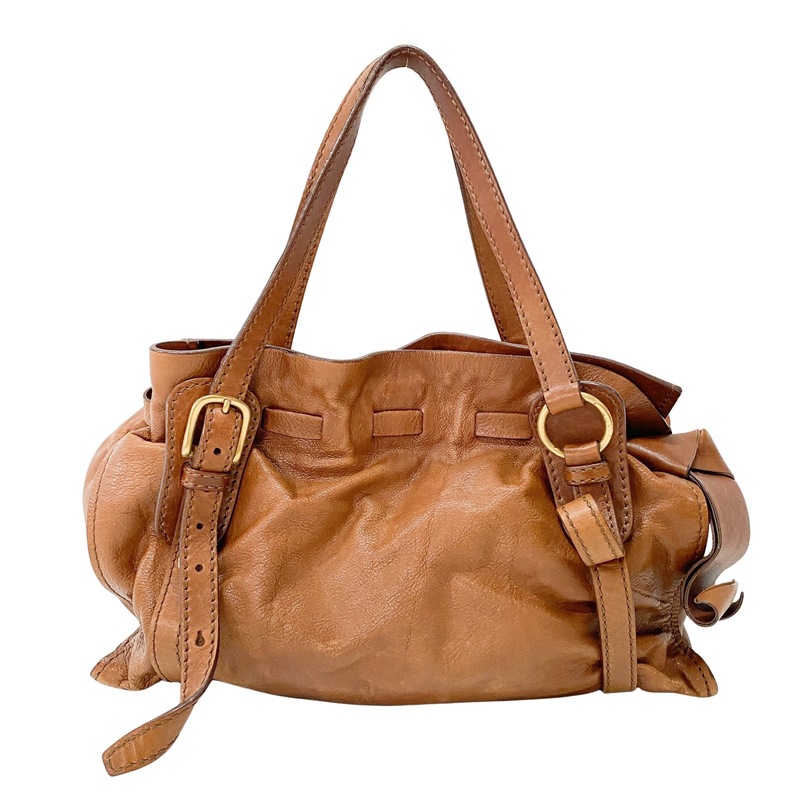 Brown Caramel Leather Shoulder Bag