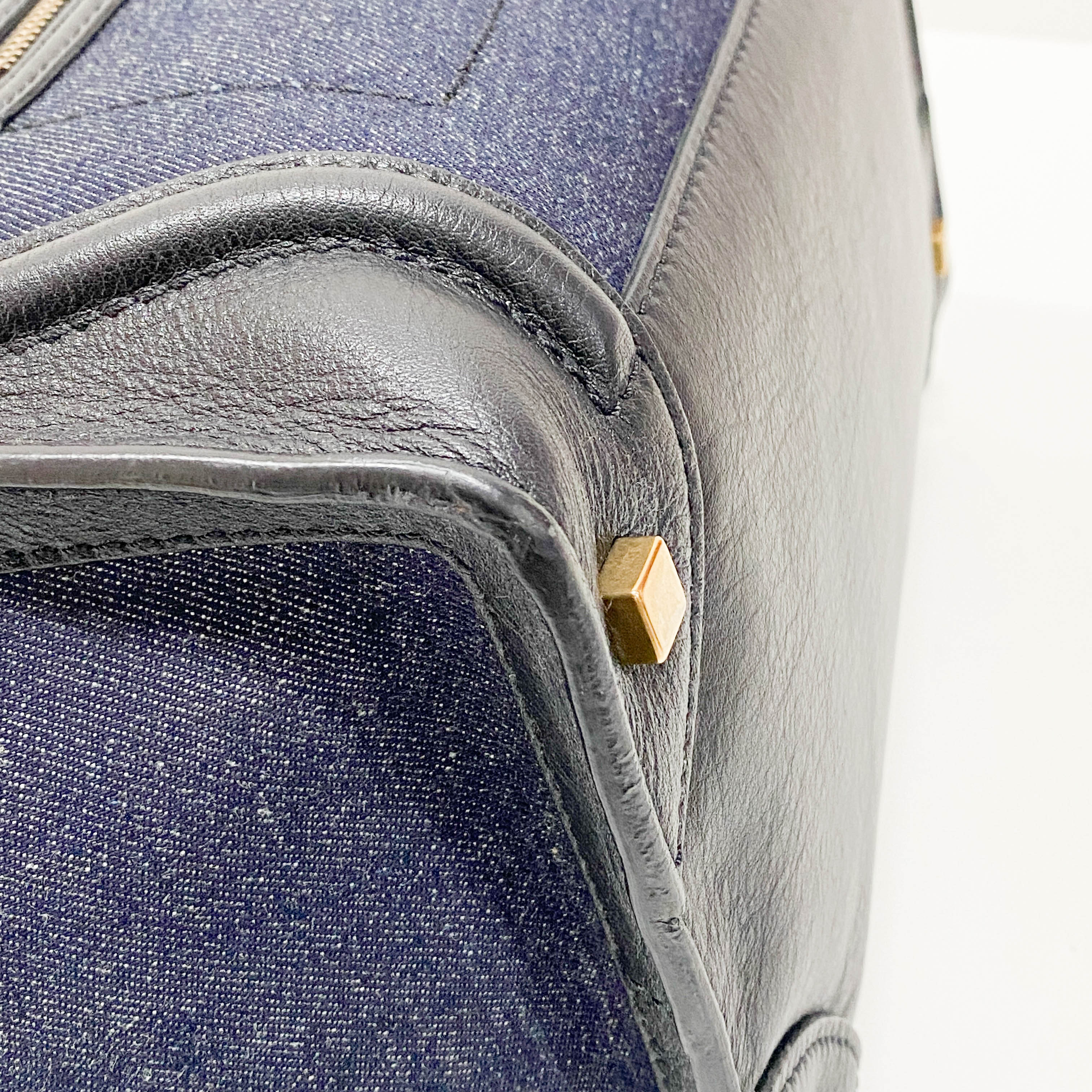 Luggage Denim/Leather Tote Bag