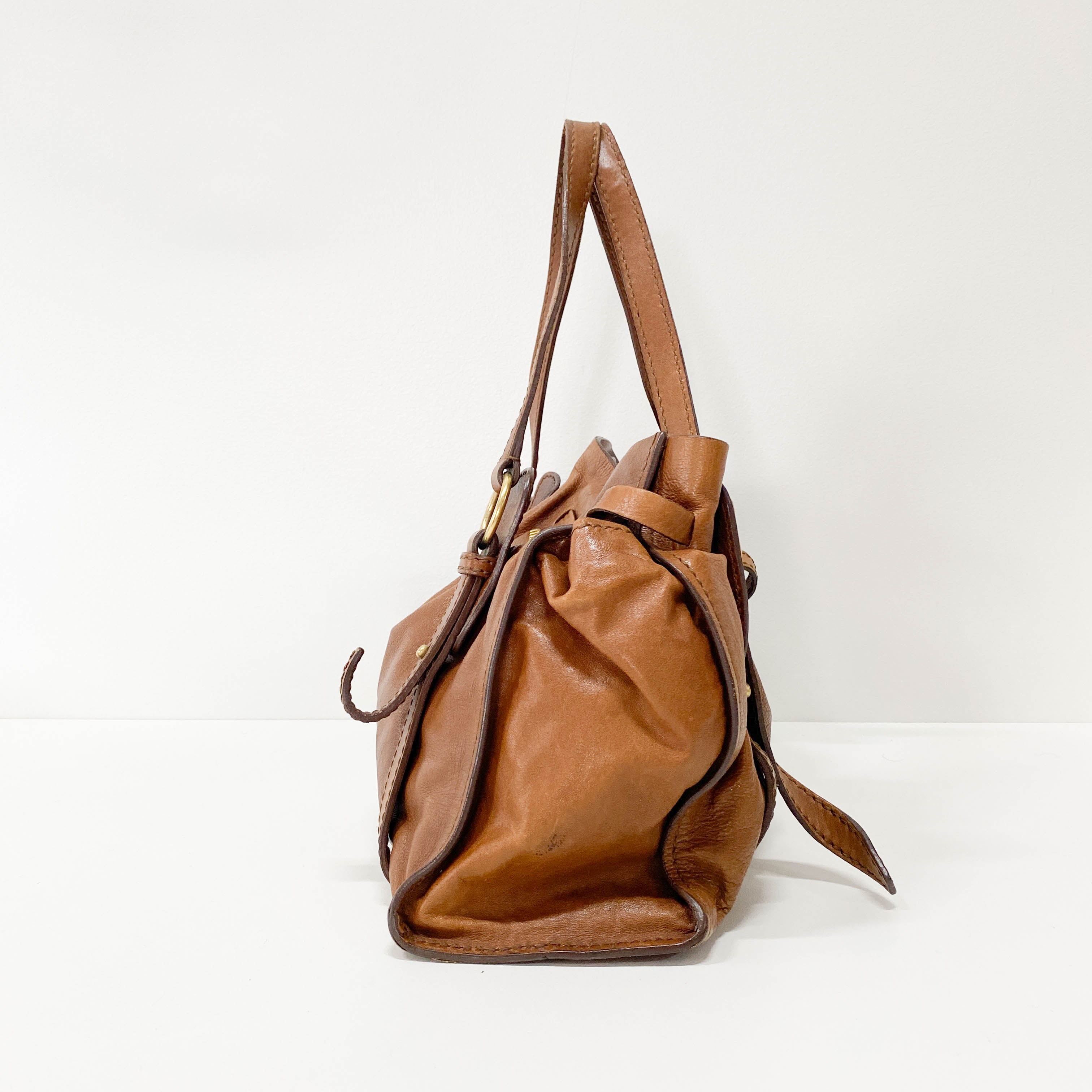 Brown Caramel Leather Shoulder Bag
