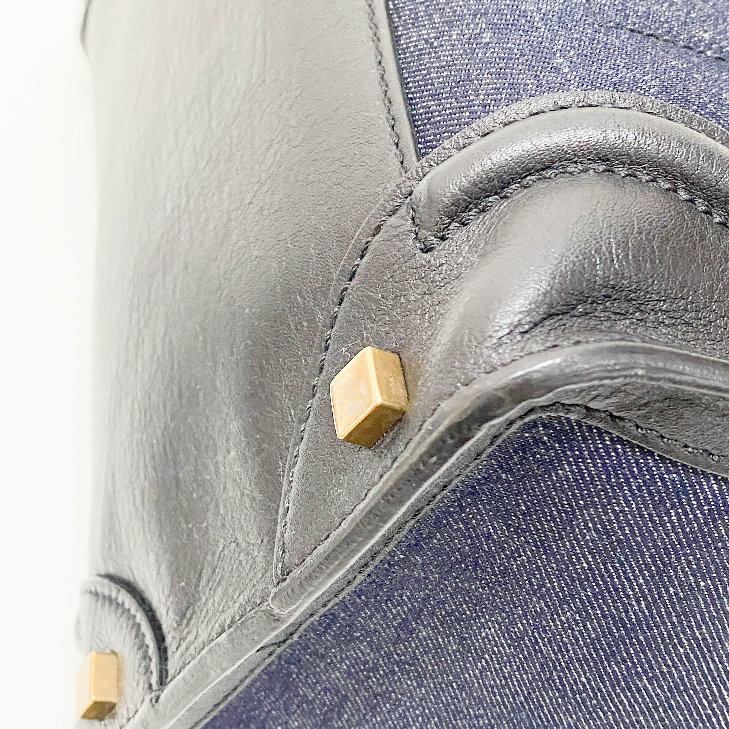 Luggage Denim/Leather Tote Bag