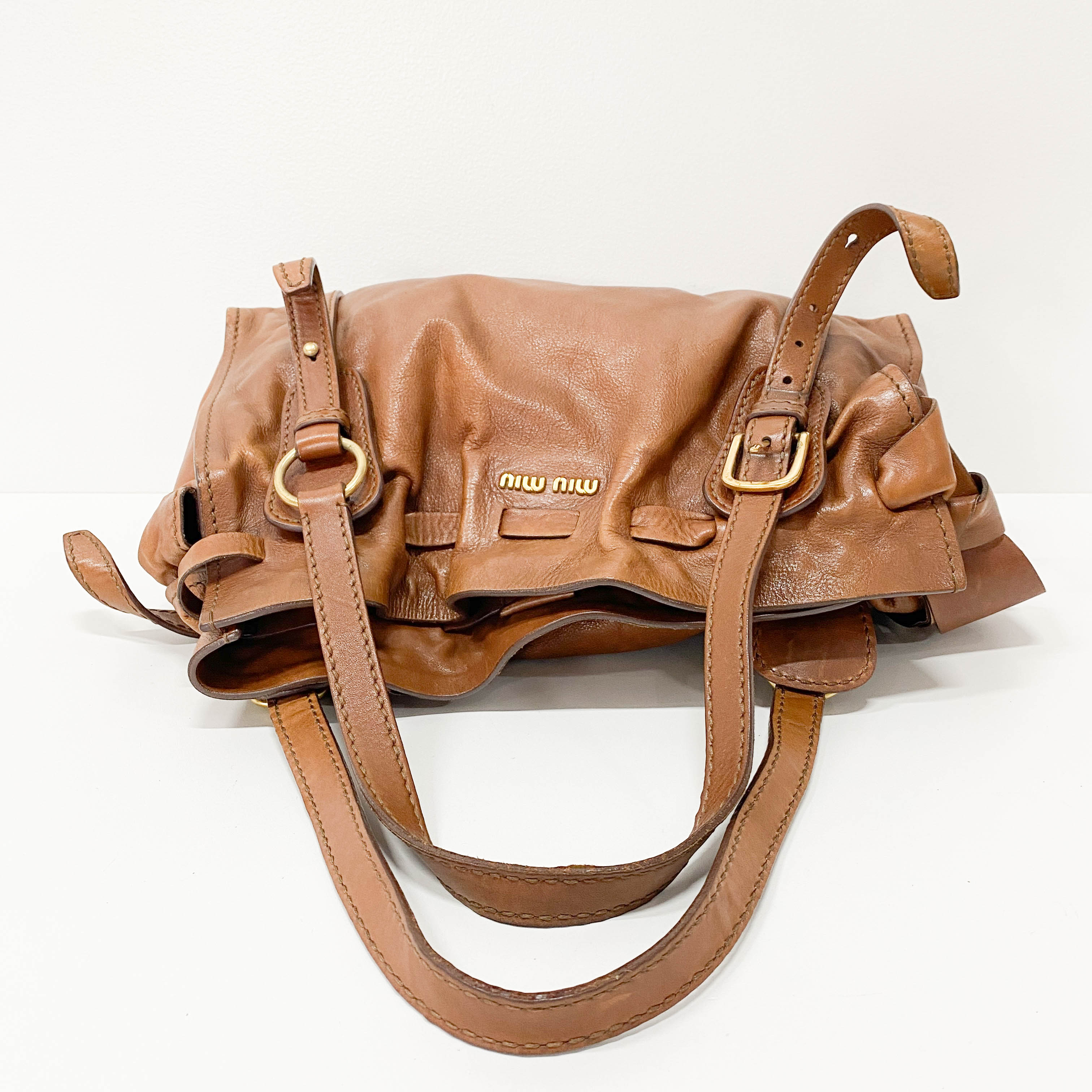Brown Caramel Leather Shoulder Bag