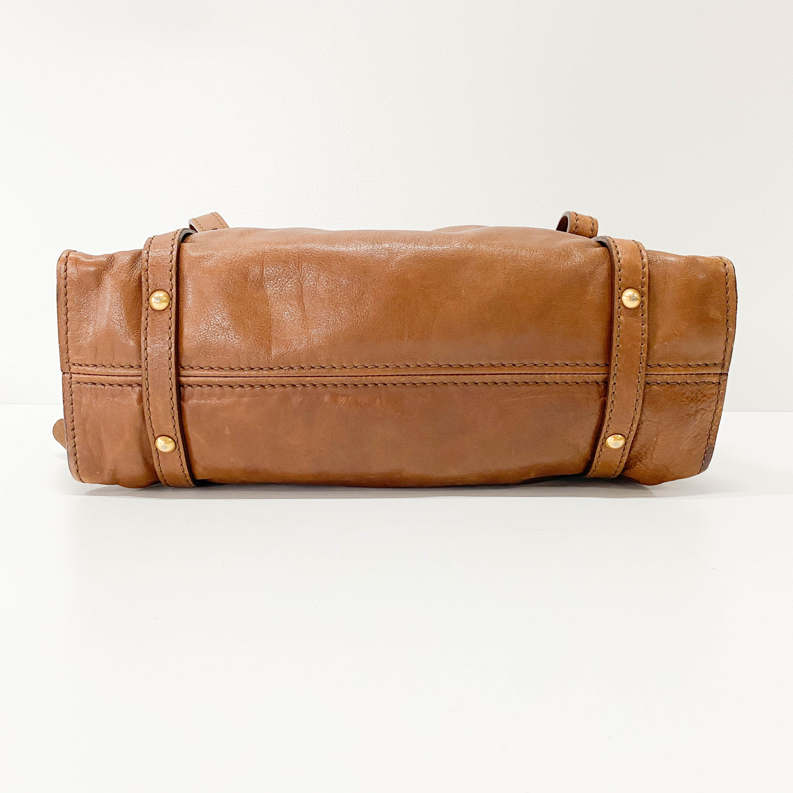 Brown Caramel Leather Shoulder Bag