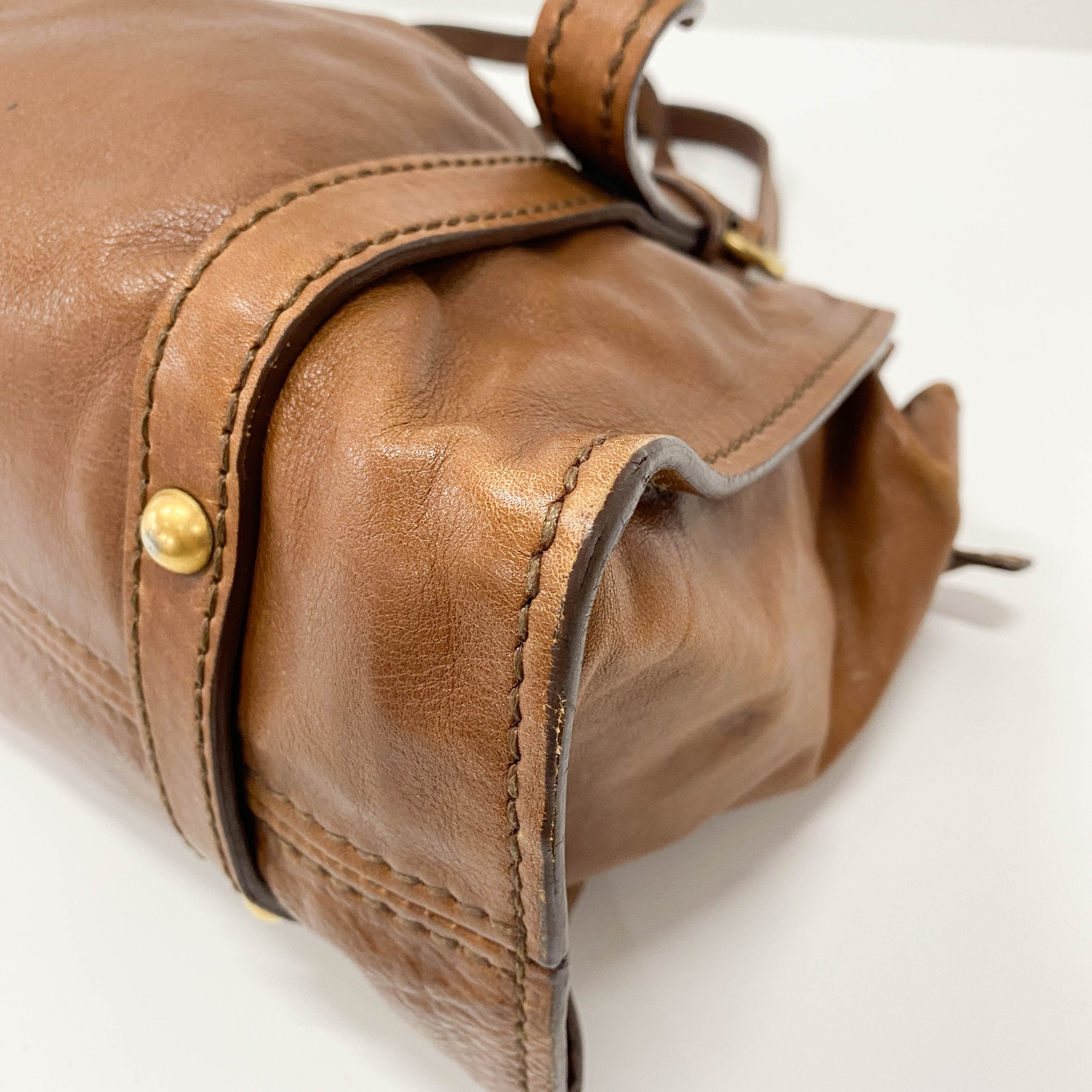 Brown Caramel Leather Shoulder Bag