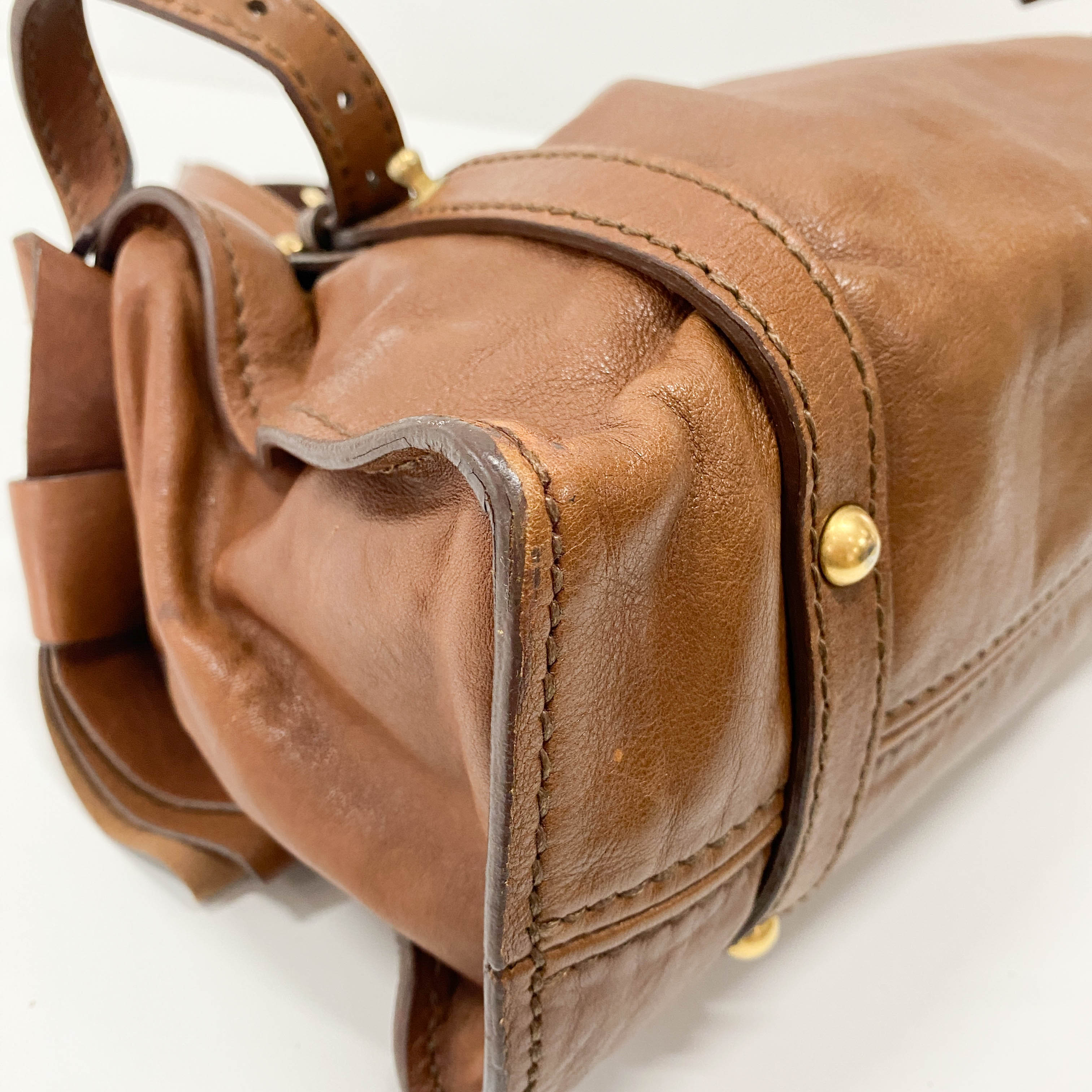 Brown Caramel Leather Shoulder Bag