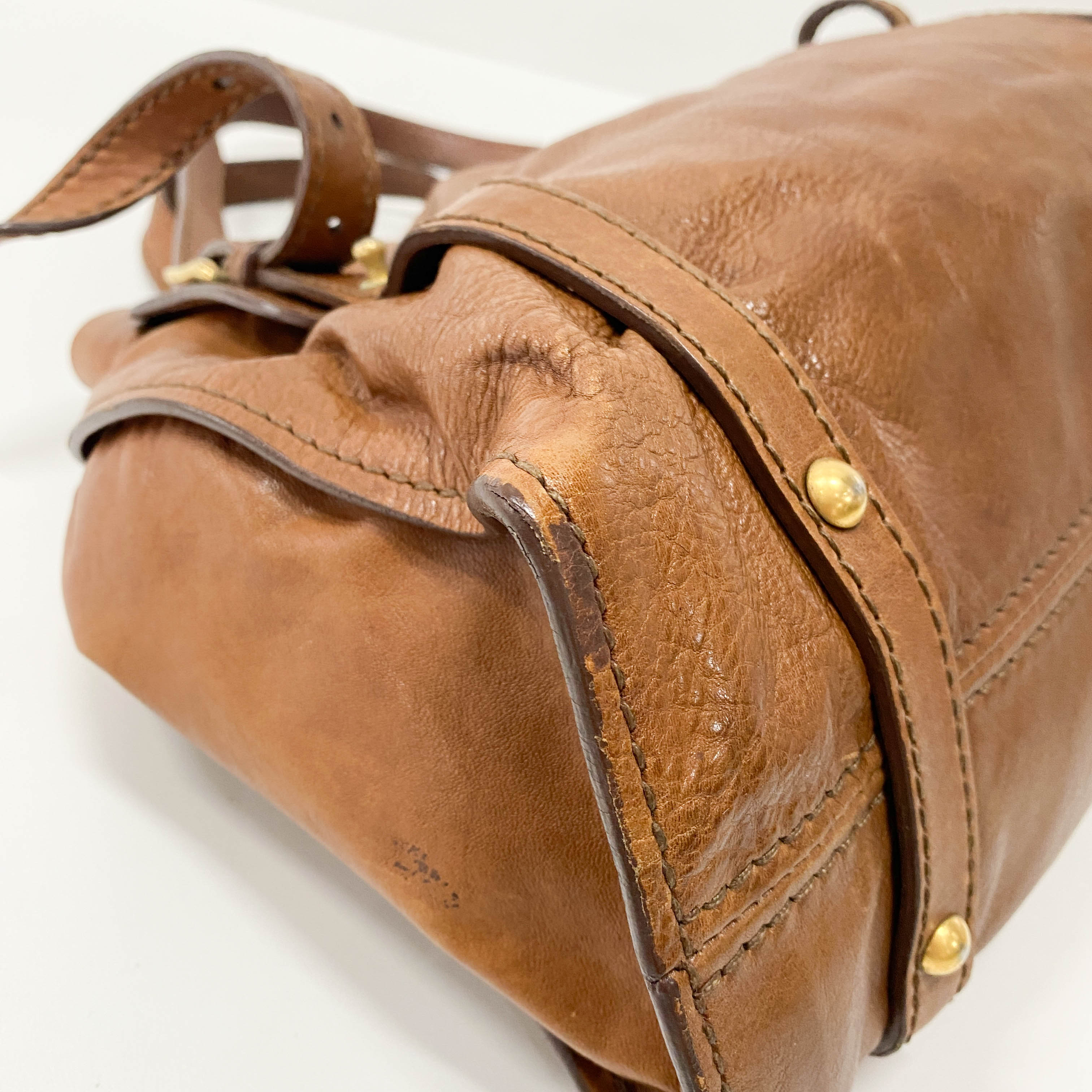Brown Caramel Leather Shoulder Bag
