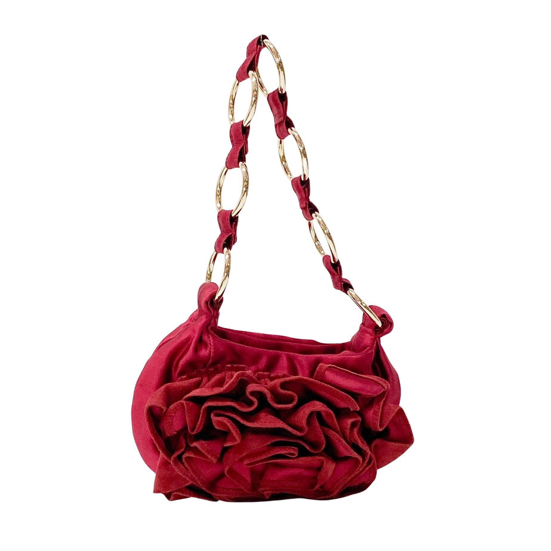 Rive Gauche Mini Red Satin Handbag