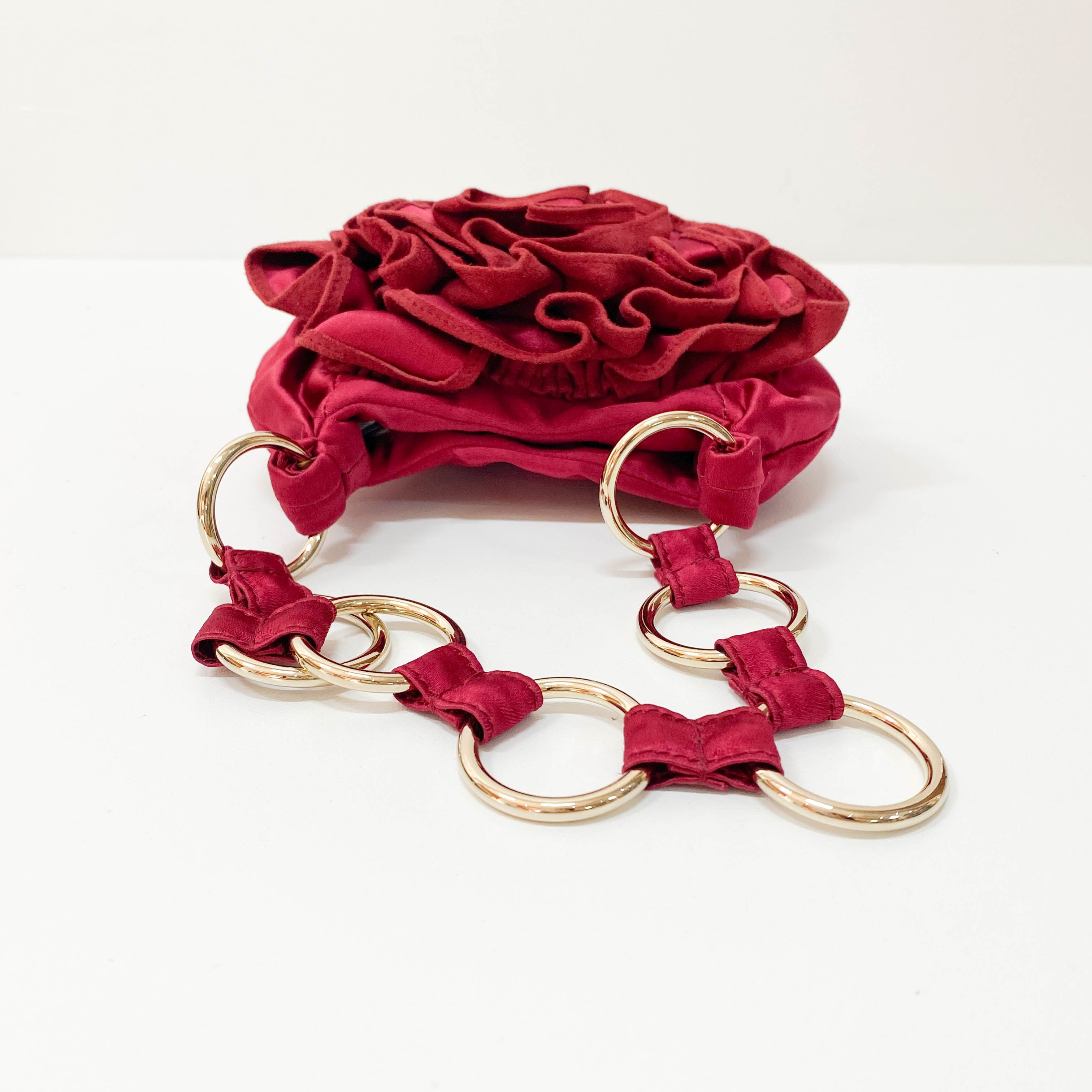 Rive Gauche Mini Red Satin Handbag