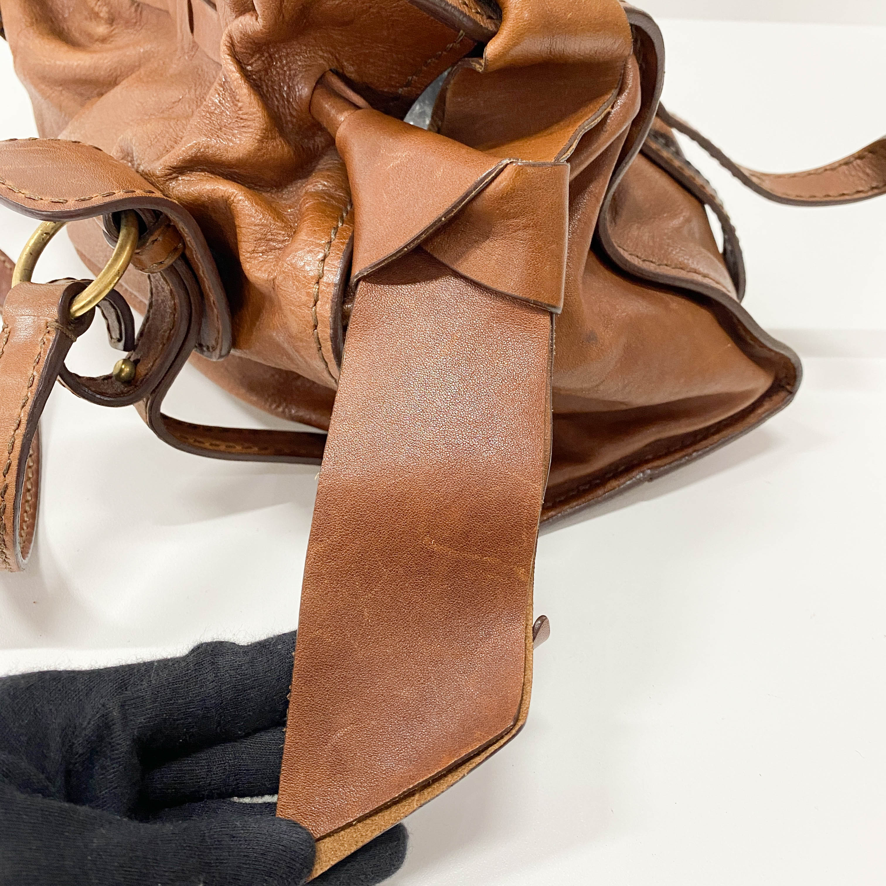 Brown Caramel Leather Shoulder Bag