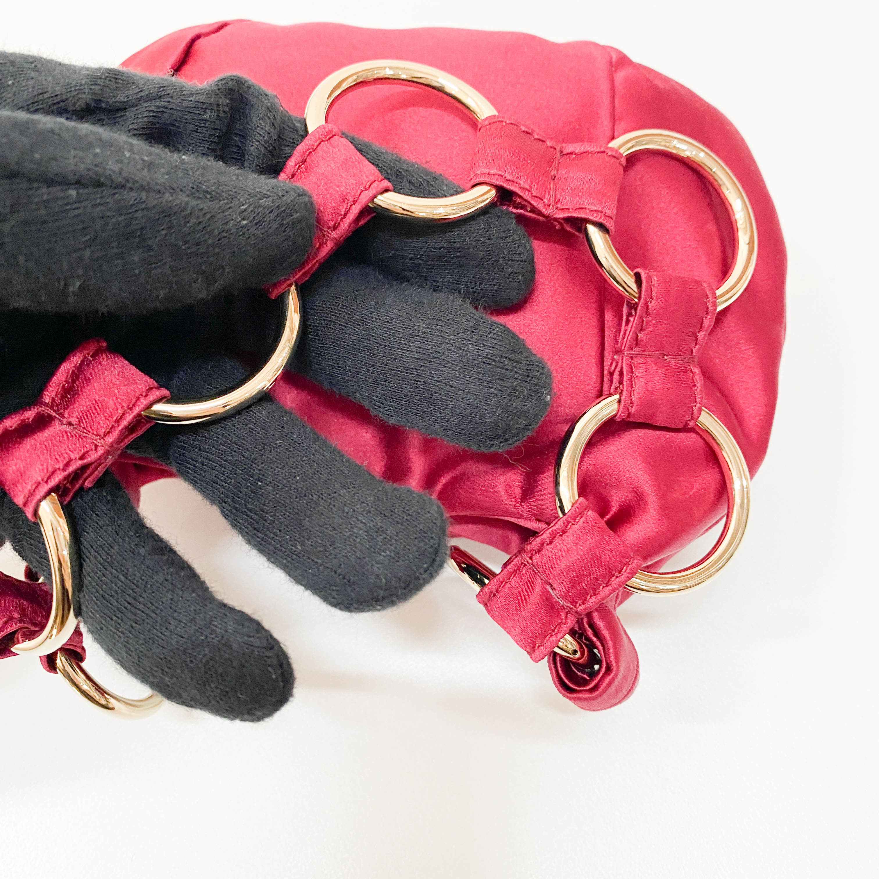 Rive Gauche Mini Red Satin Handbag