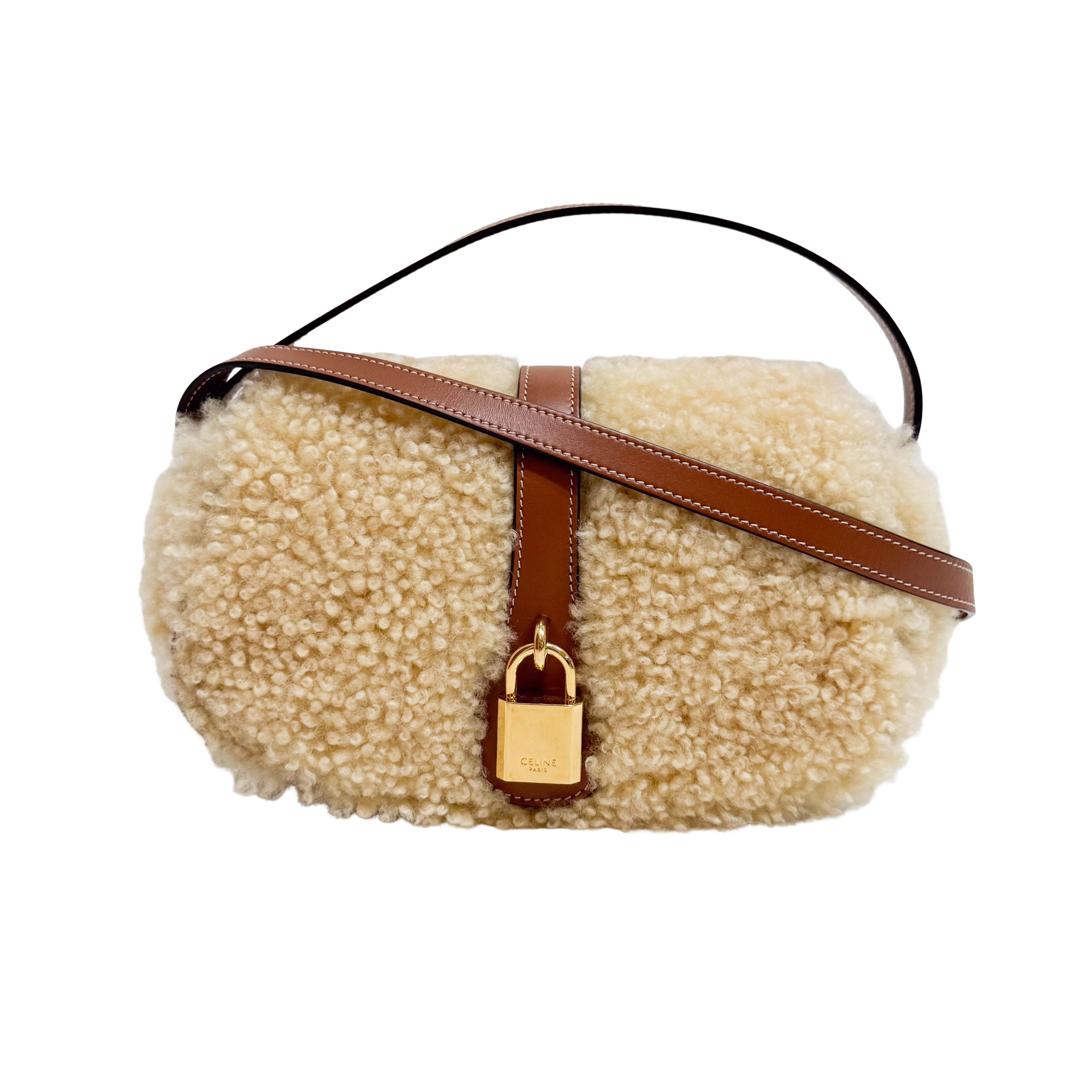 Tabou Beige Clutch On Strap In Shearling And Calfskin