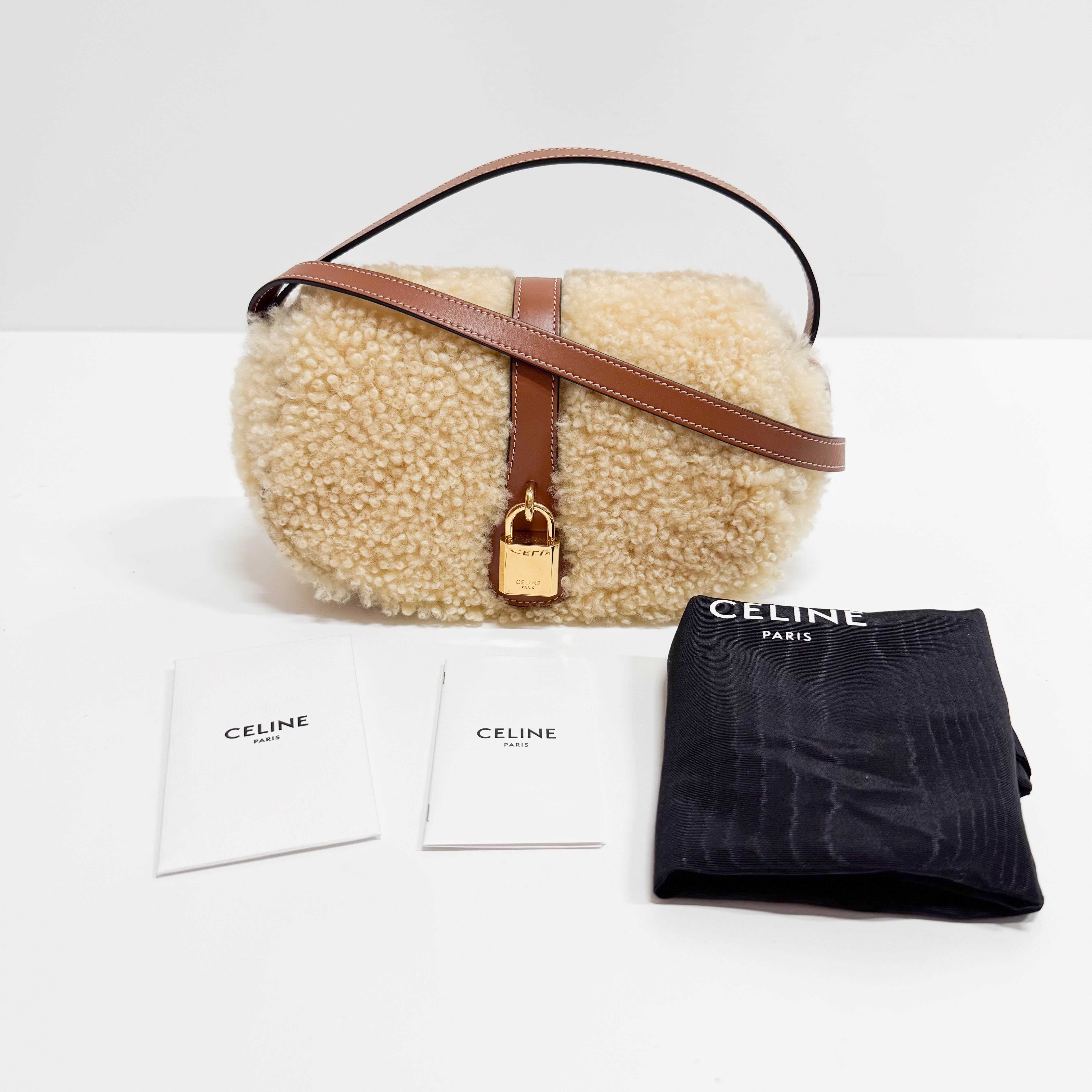 Tabou Beige Clutch On Strap In Shearling And Calfskin