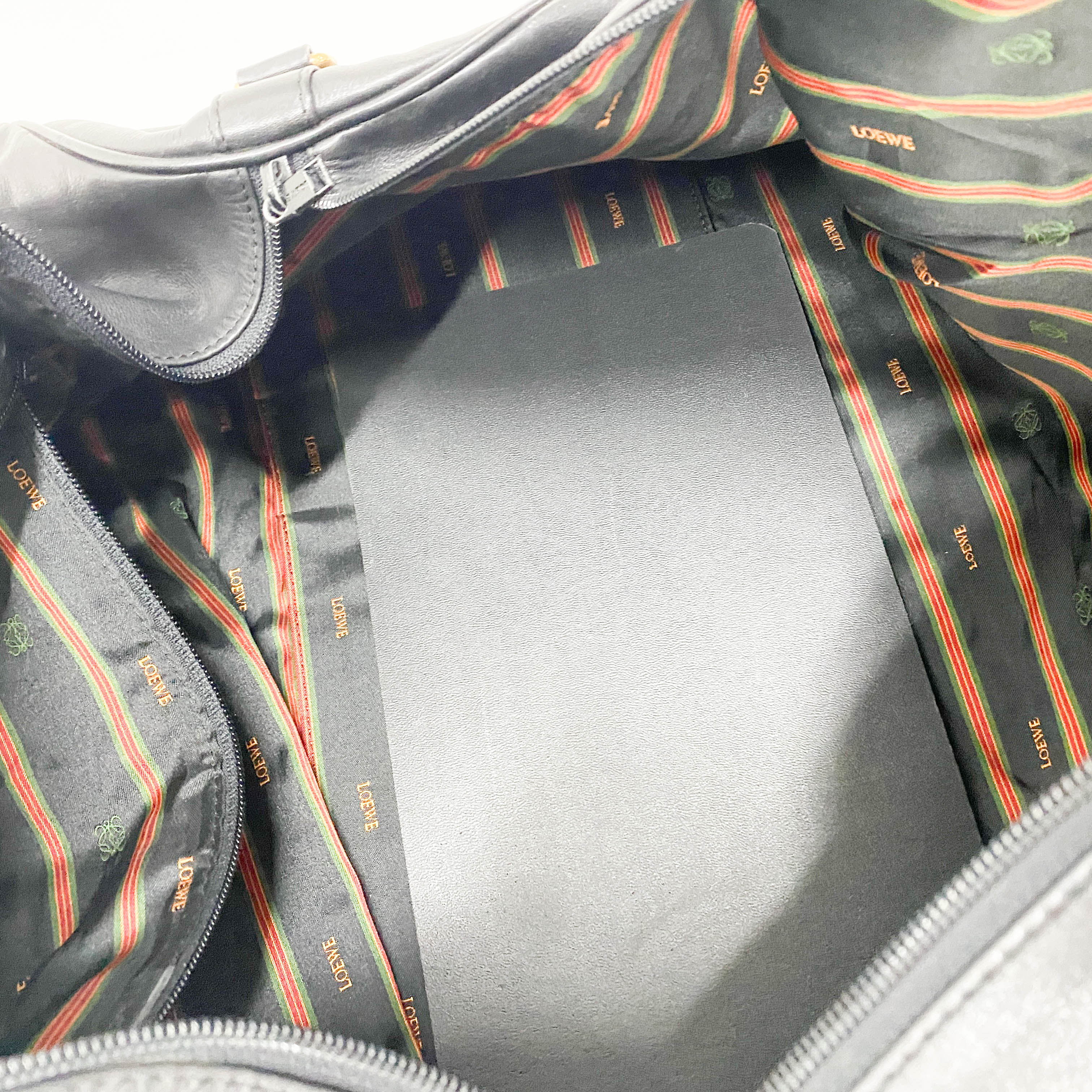 Anagram Black Leather Boston Travel Bag