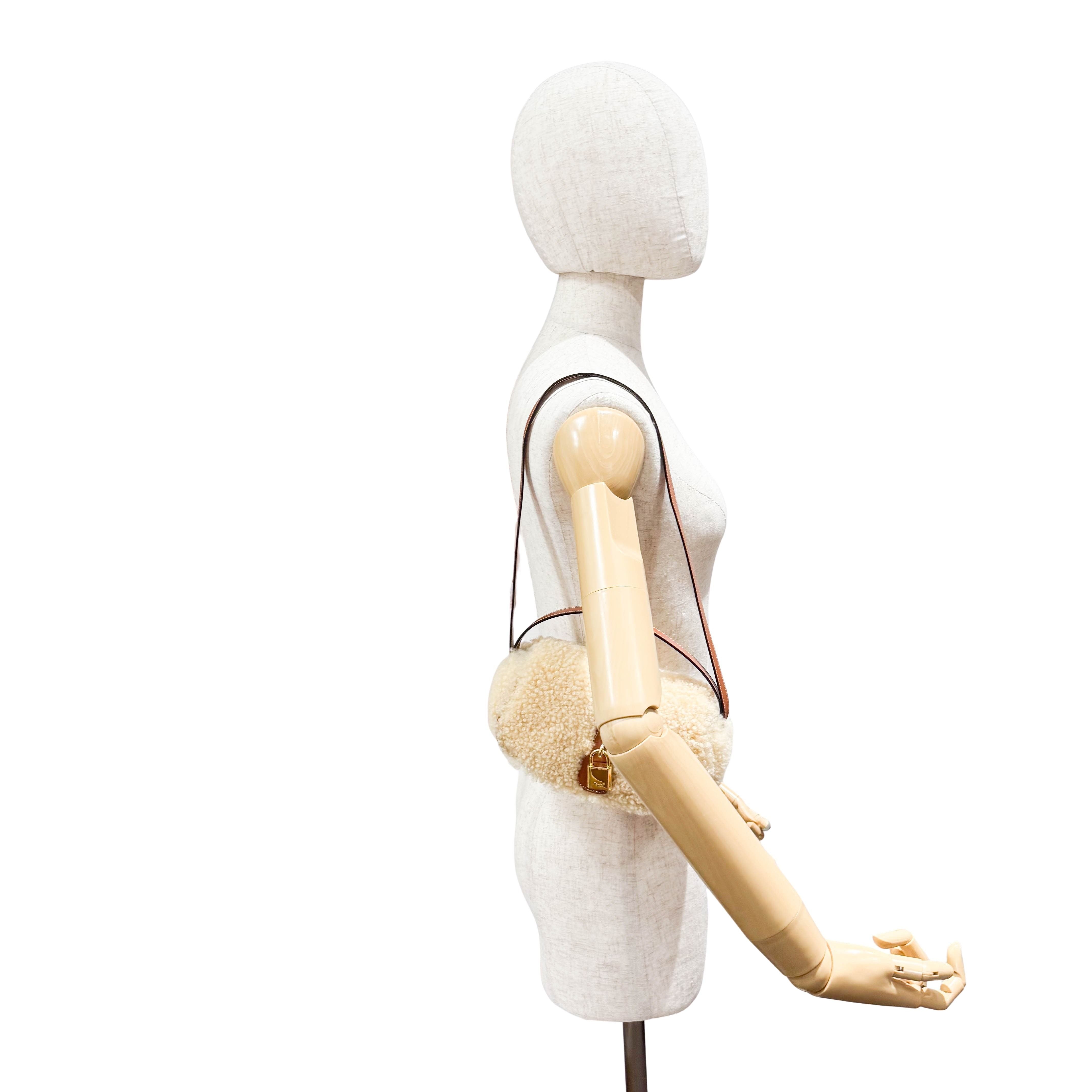 Tabou Beige Clutch On Strap In Shearling And Calfskin