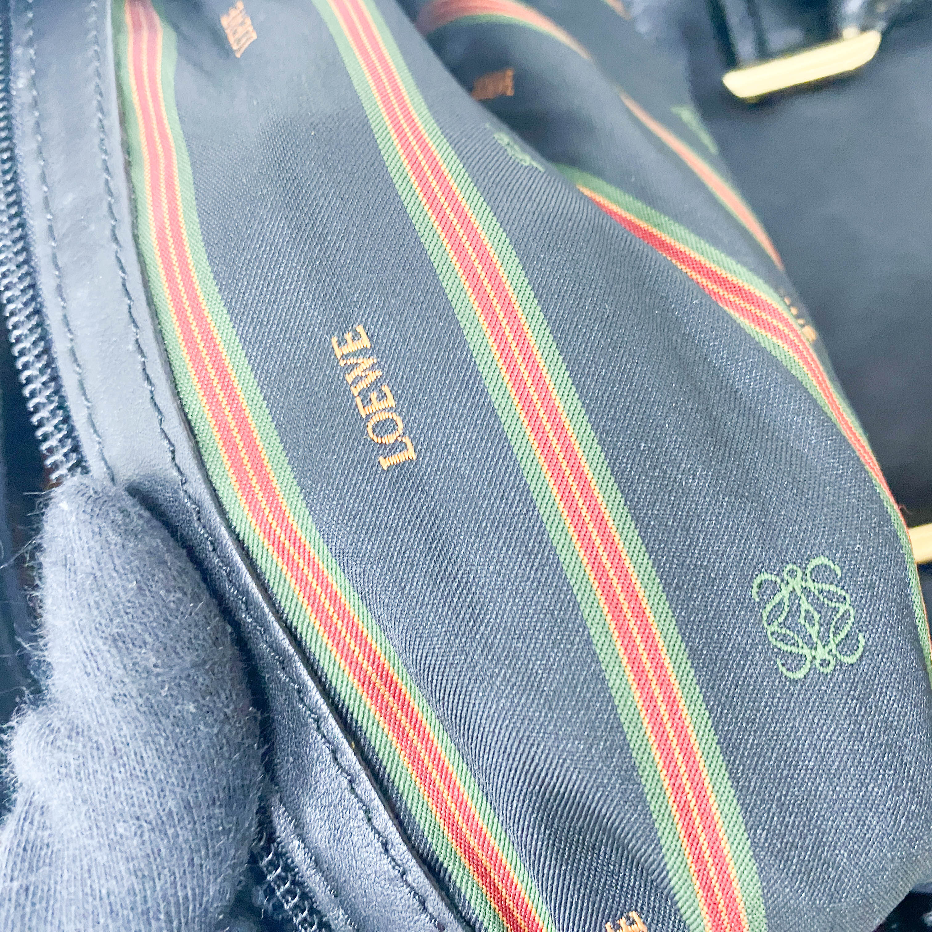 Anagram Black Leather Boston Travel Bag