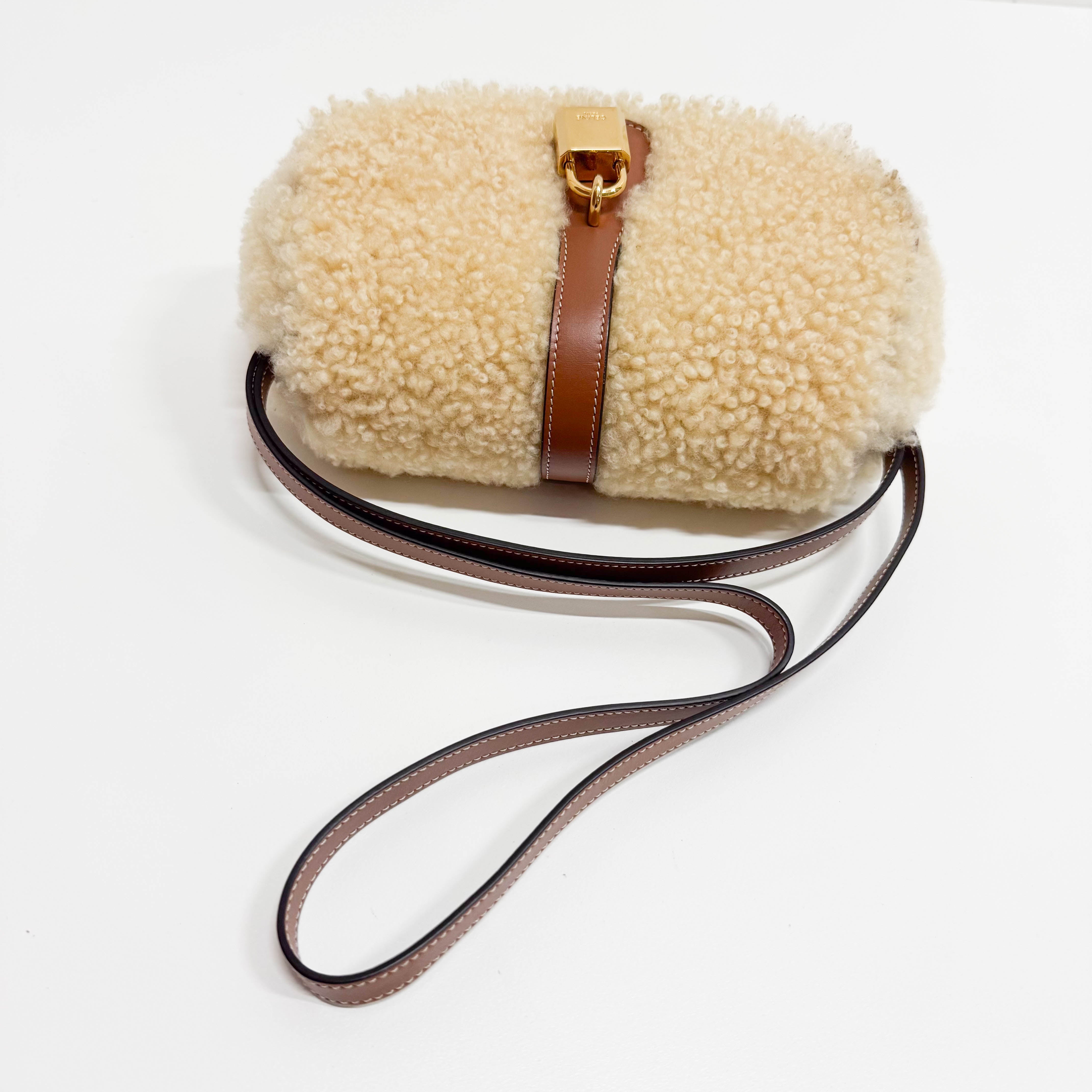 Tabou Beige Clutch On Strap In Shearling And Calfskin