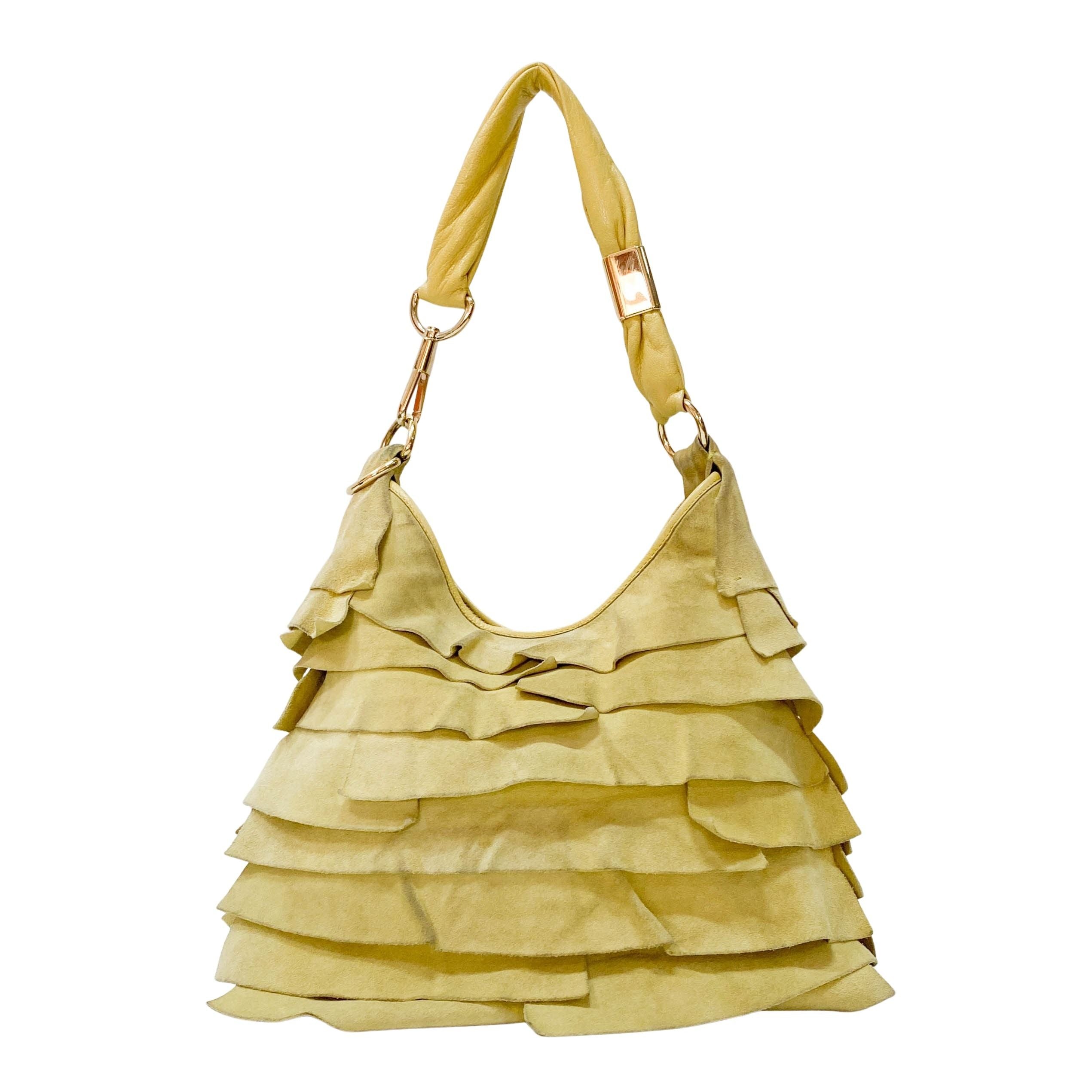 Sain-Tropez Yellow Suede Shoulder Bag